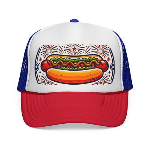 4th of July Hot Dog Trucker Hat, Relish The Moment Cap, Funny USA Hat, Patriotic BBQ Hat, Summer Cookout Hat, American Flag Party Cap