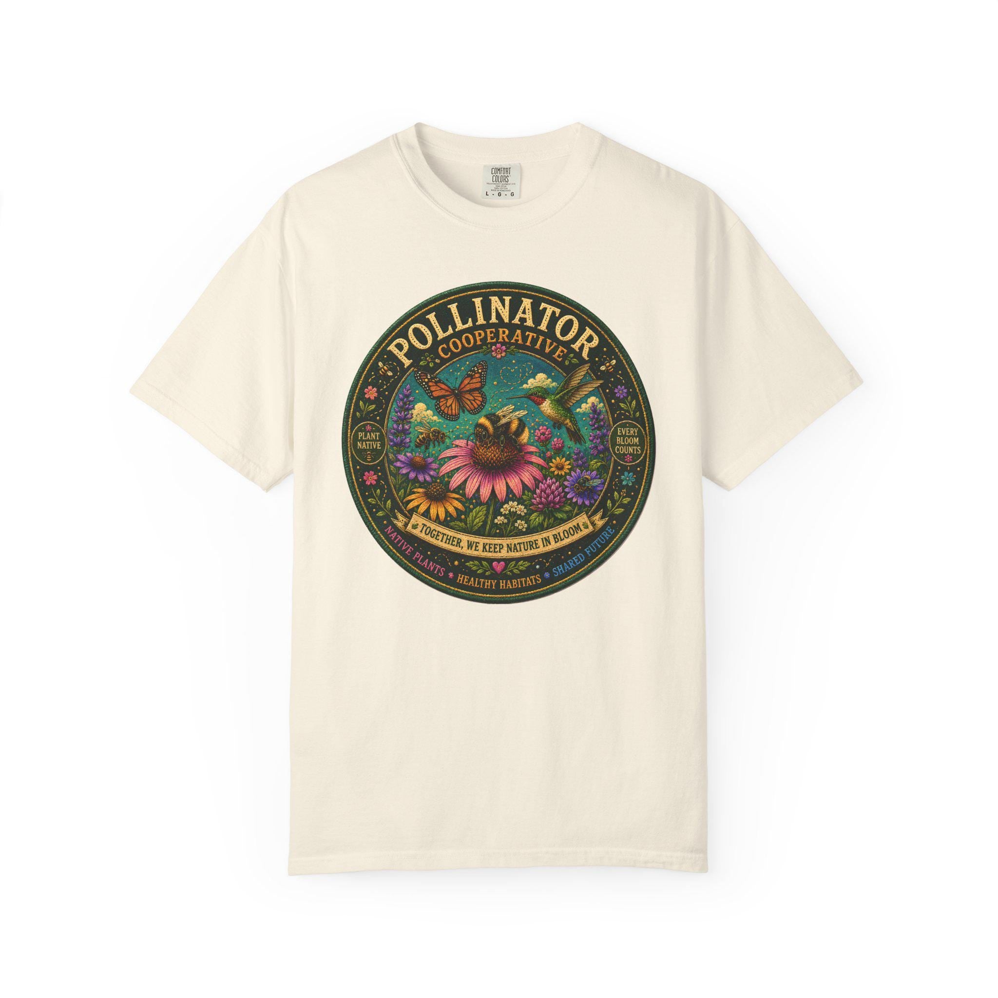 Pollinator Cooperative Shirt, Native Plants, Bee Butterfly Hummingbird Tee
