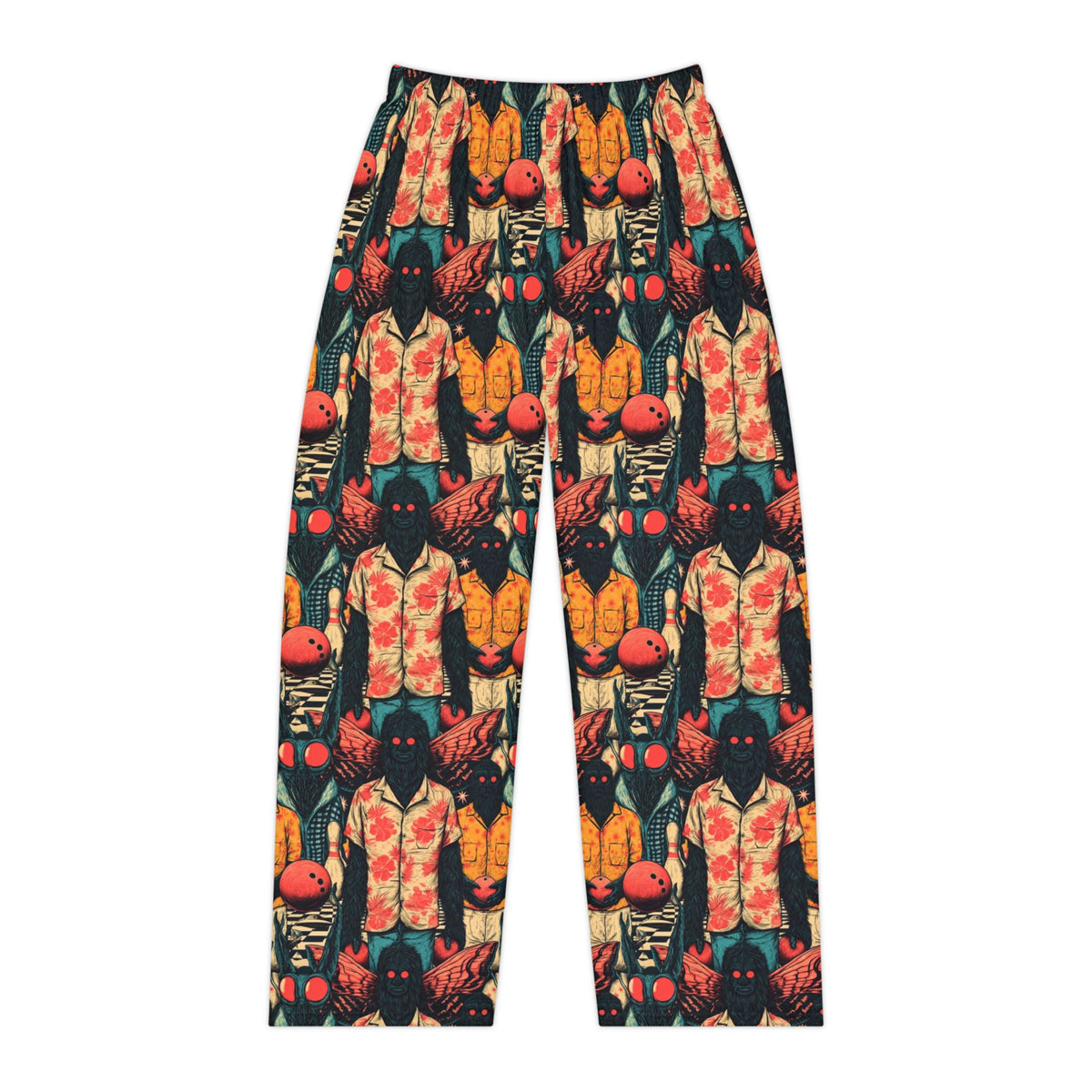 Cryptid Bowling Pajama Pants | Mothman Bigfoot Retro Print