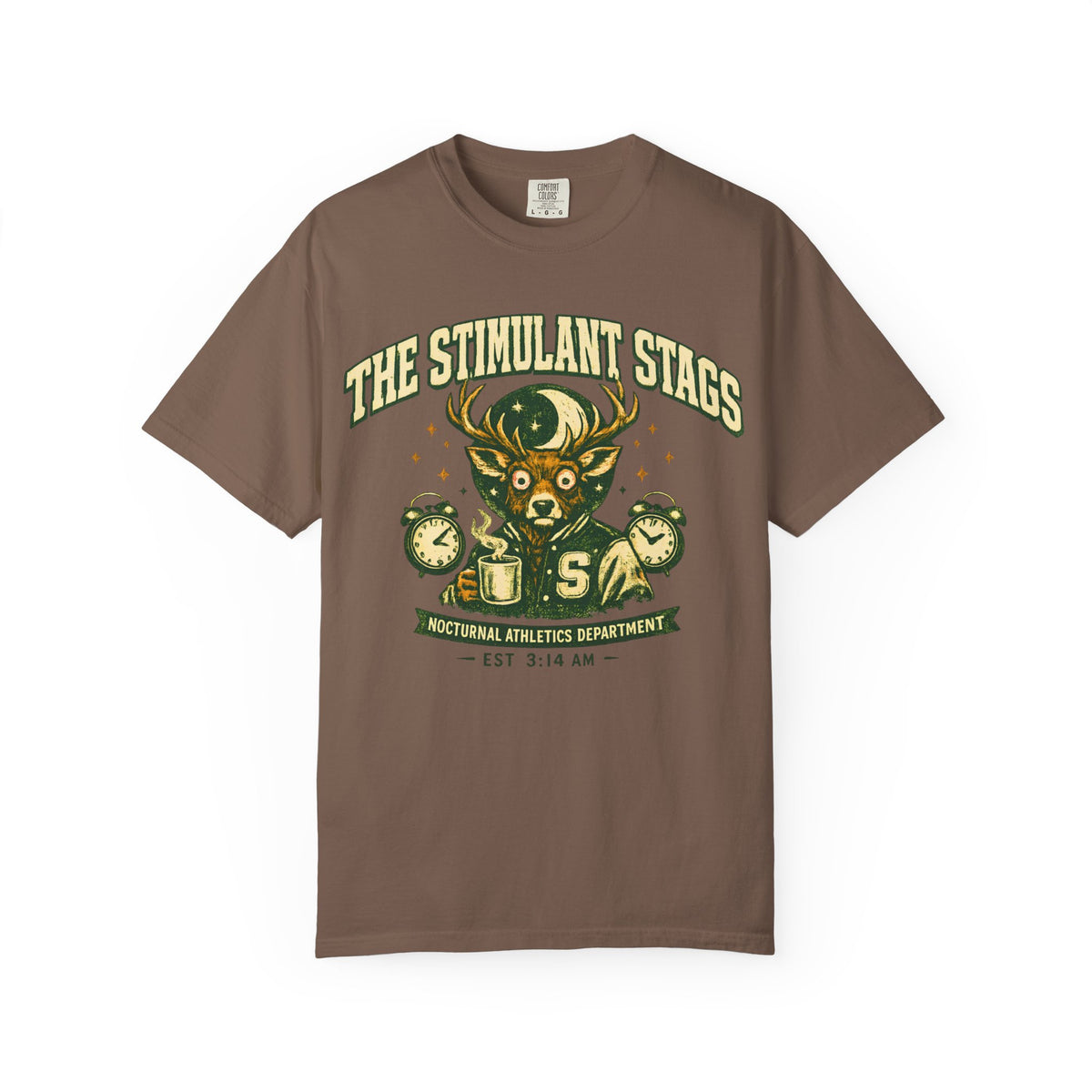 The Stimulant Stags Shirt, Vintage College Graphic Tee, Appalachian Coffee Shirt, Sleep Deprived University Tee, Nocturnal Athletics
