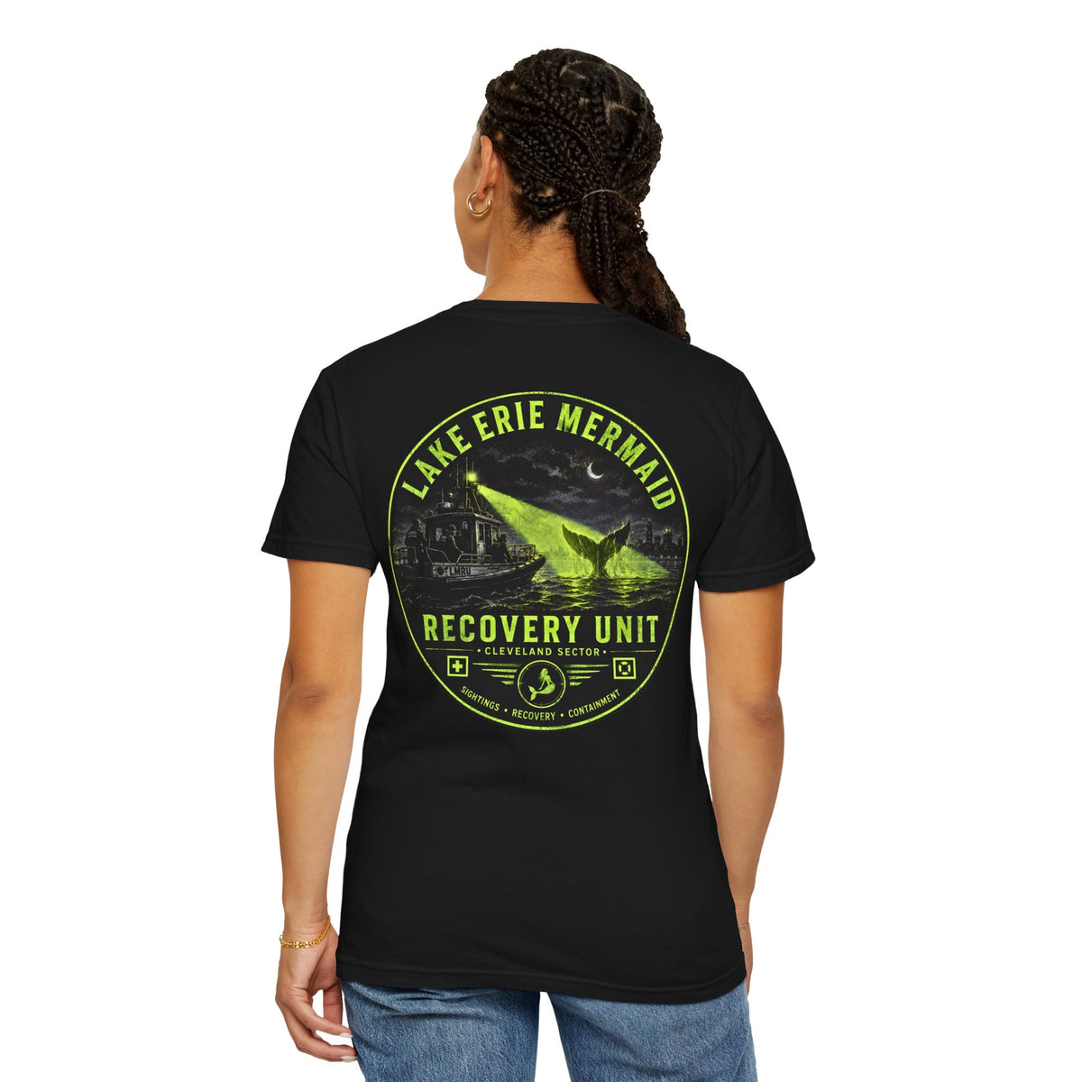 Lake Erie Mermaid Recovery Unit Shirt, Midwest Cryptid Tee, Great Lakes Monster Shirt, Neon Horror Graphic Tee, Cleveland Ohio Cryptid Gift