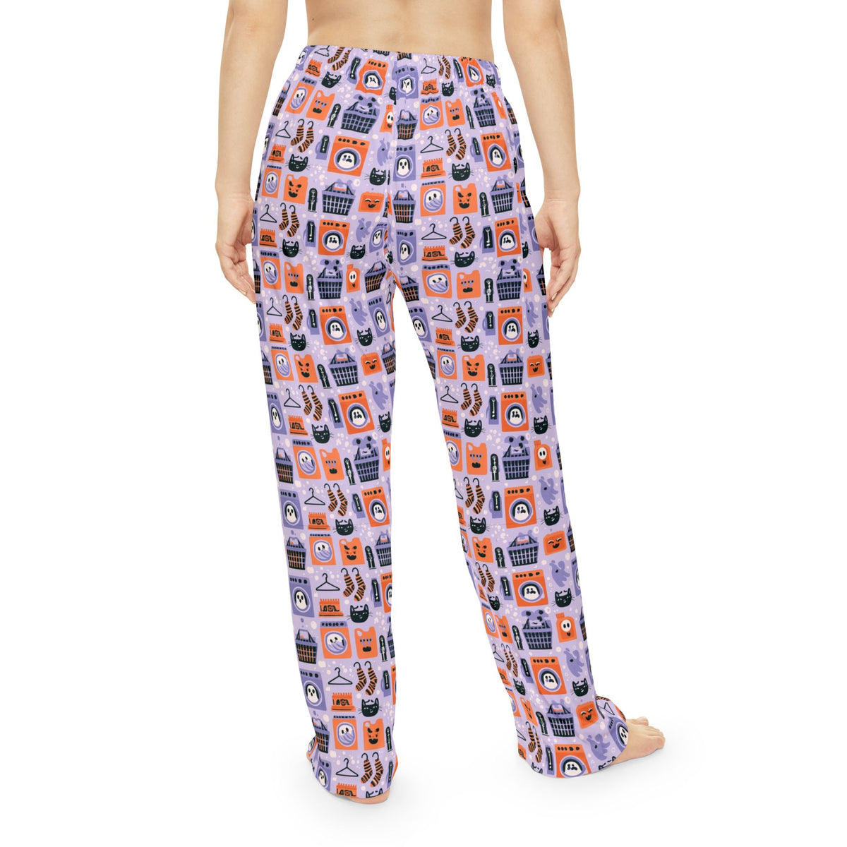 Haunted Laundromat Pajama Pants | Lavender Ghost & Cat Print