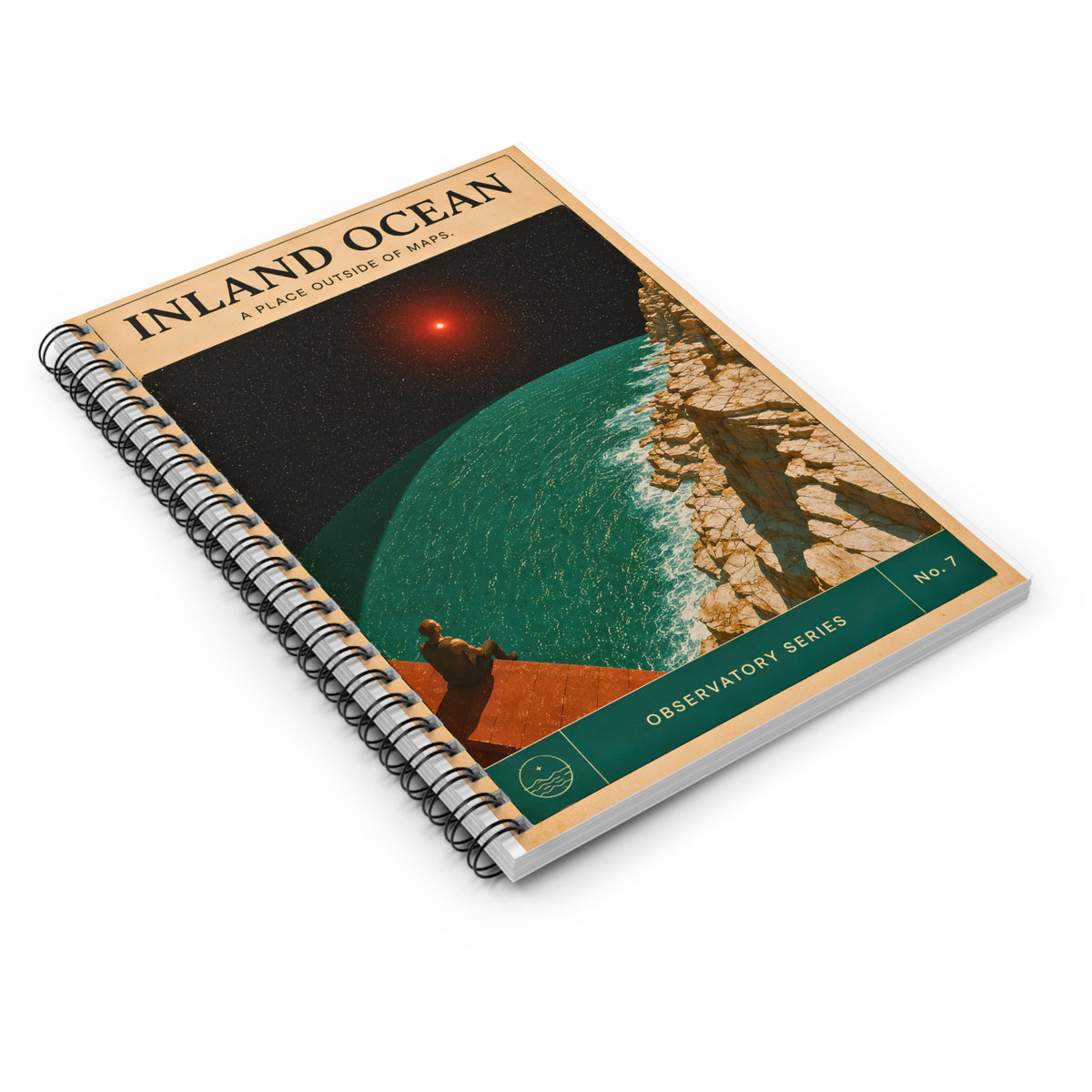 Inland Ocean Observatory retro travel poster Spiral Notebook | Ruled Journal