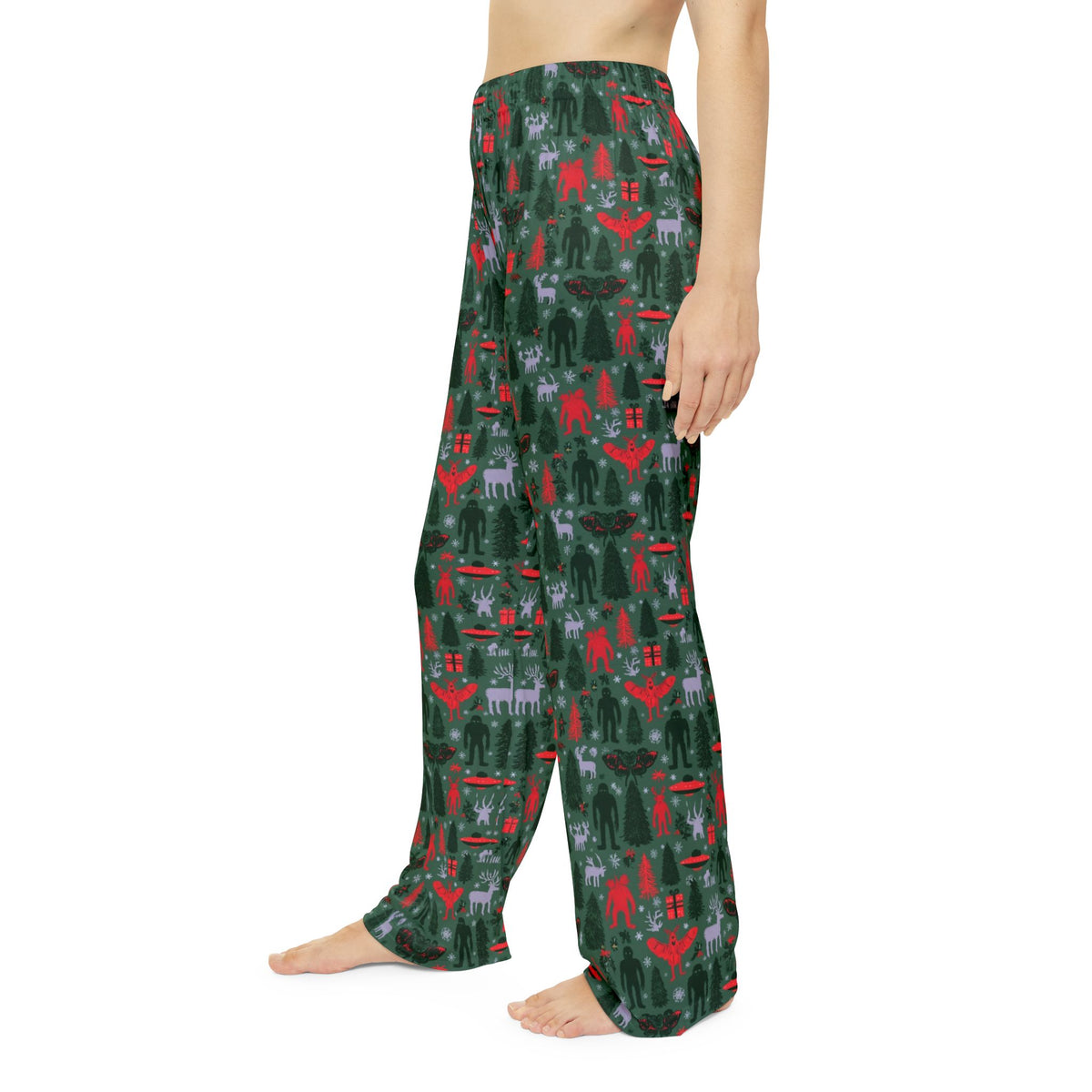 Dark Cryptid Christmas Pajama Pants | Mothman Bigfoot UFO