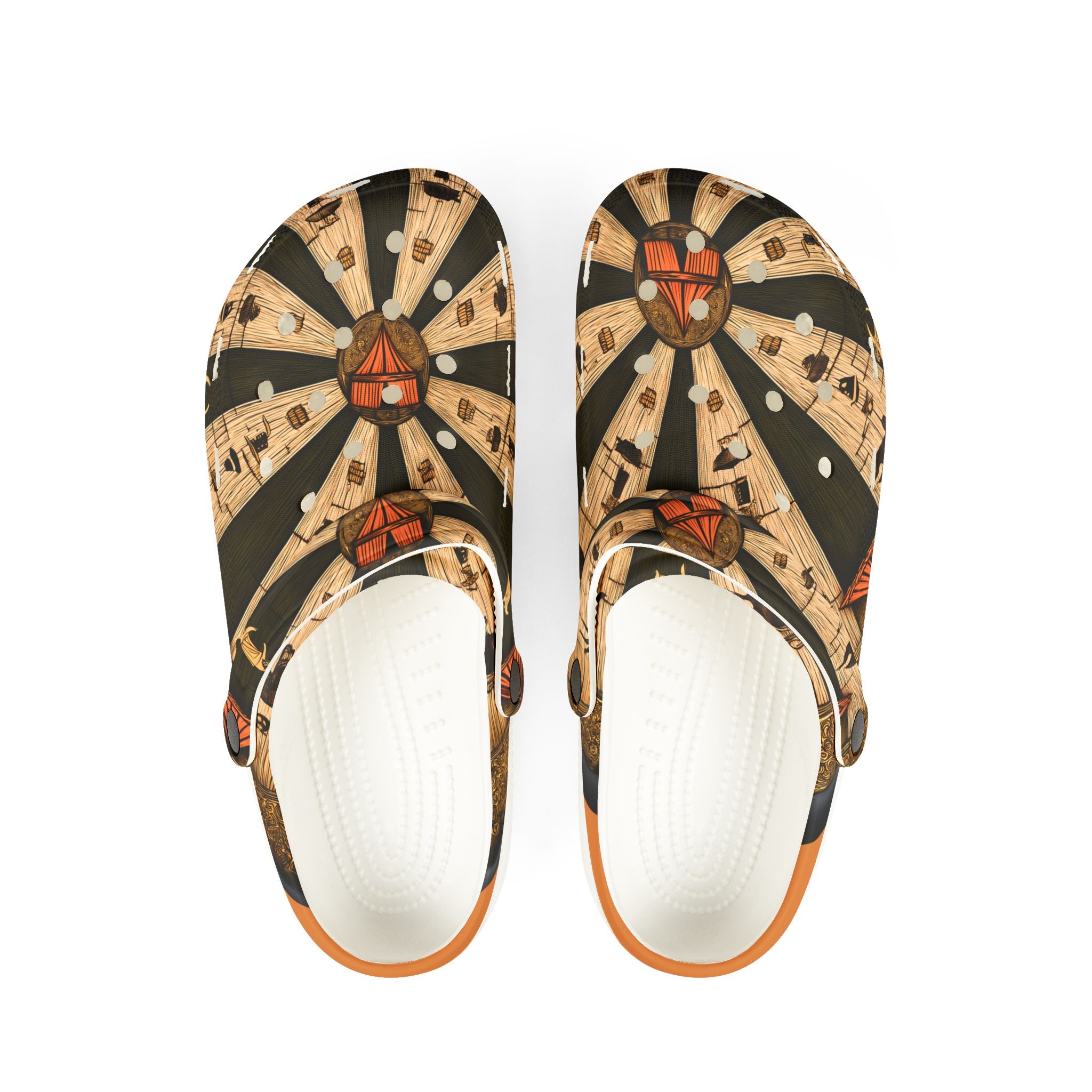 Tree Ring Circus Clogs | Woodland Carnival Art Shoes | Lightweight Ventilated Slip-On Footwear