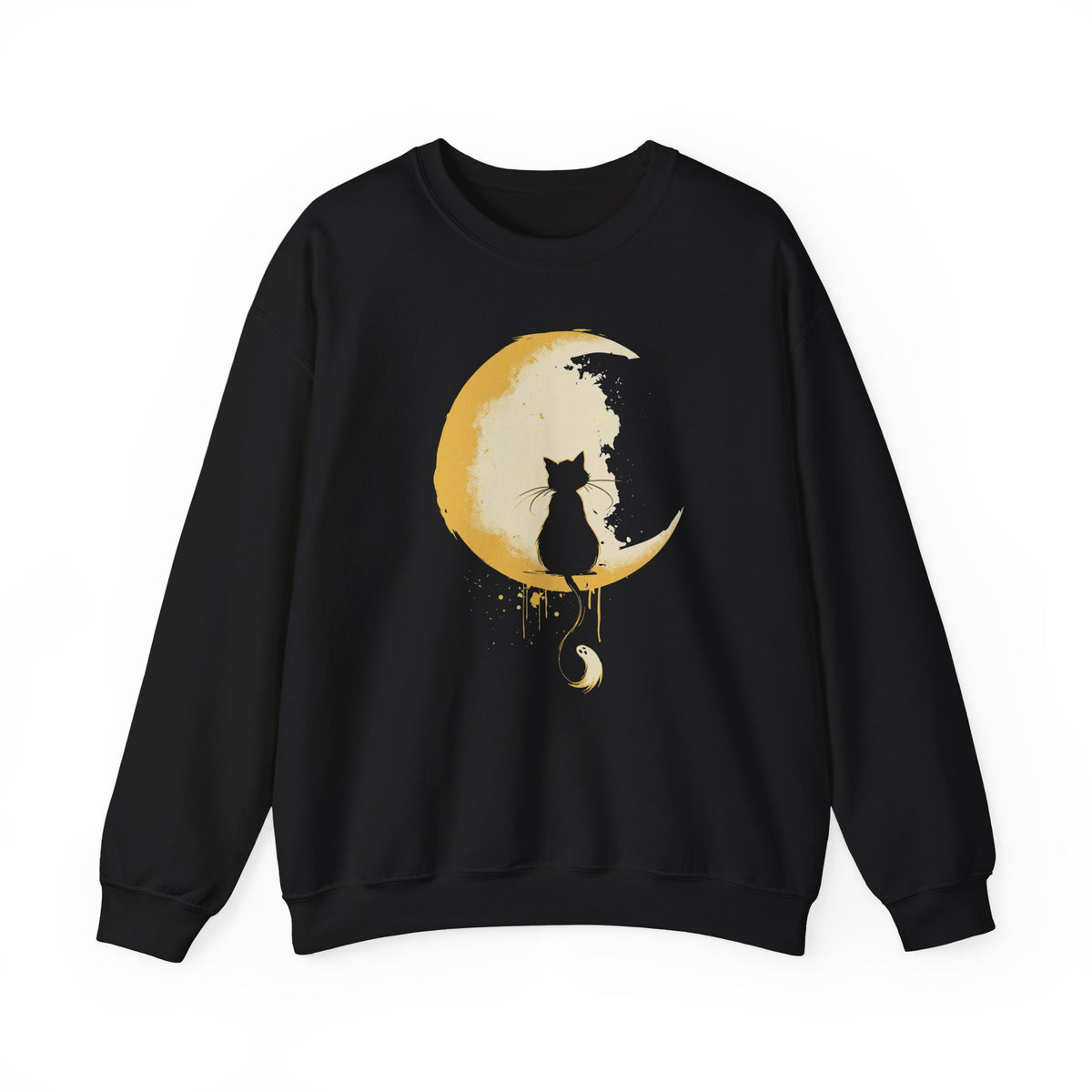 Cat Silhouette on Crescent Moon sweatshirt | Night Sky, Drip Moon Art