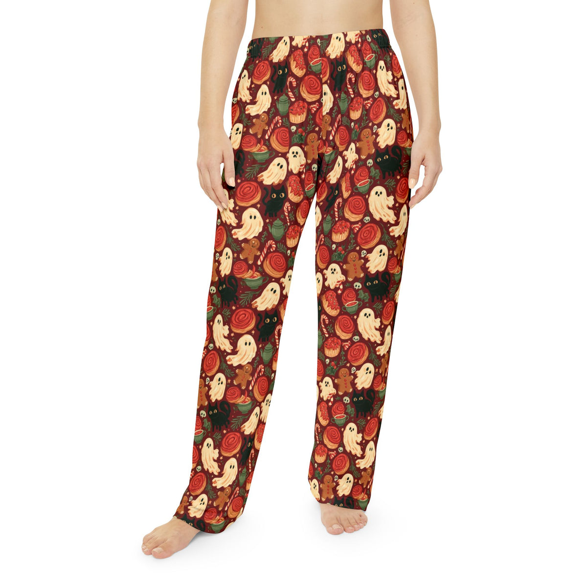 Haunted Christmas Bakery Pajama Pants | Ghosts Black Cats