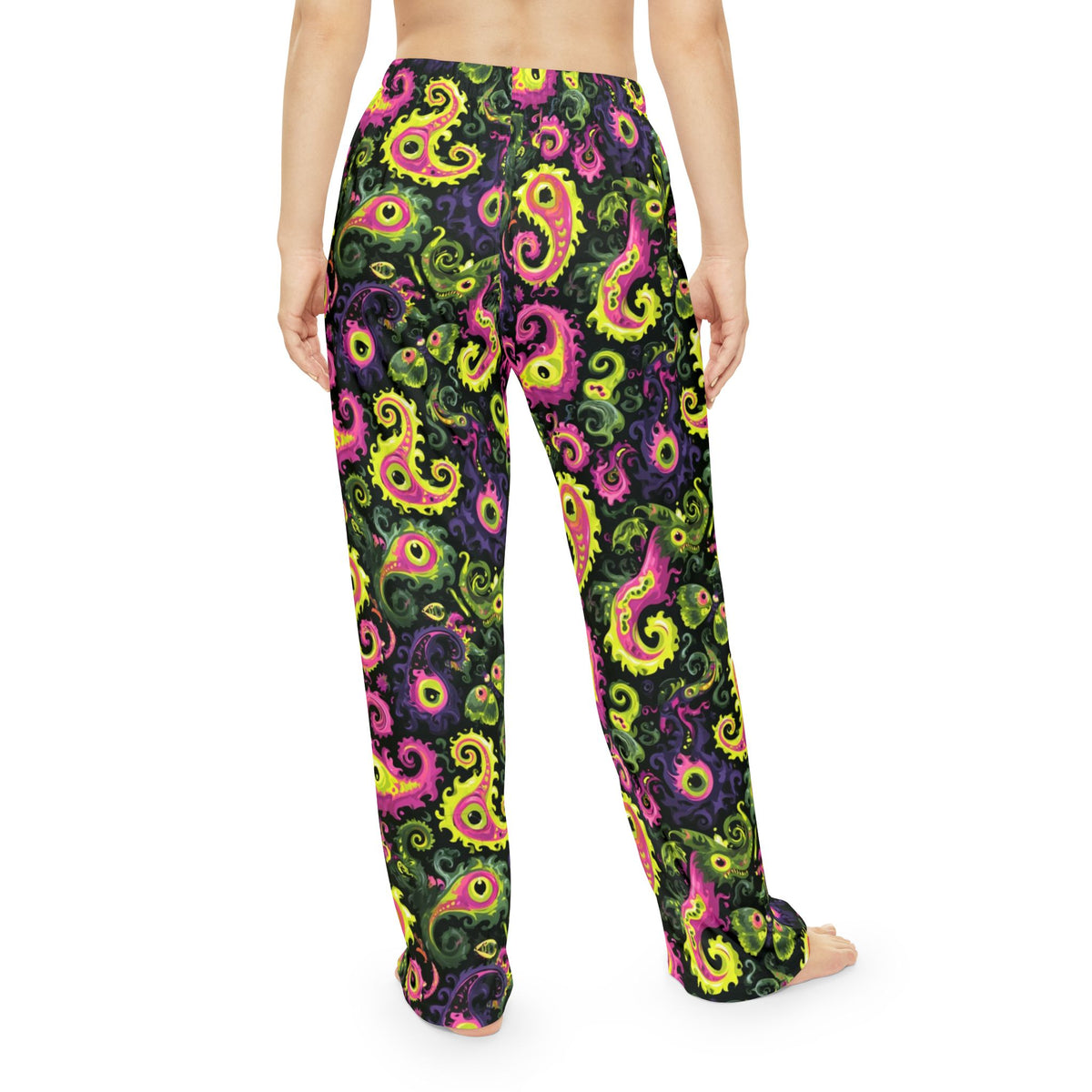 Neon Monster Paisley Pajama Pants | Pink Green Psychedelic Eyes