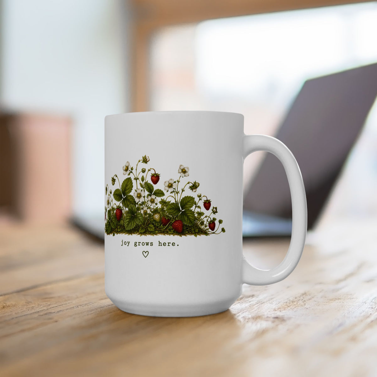 Wild Strawberry Botanical Mug | Vintage Floral Ceramic Mug
