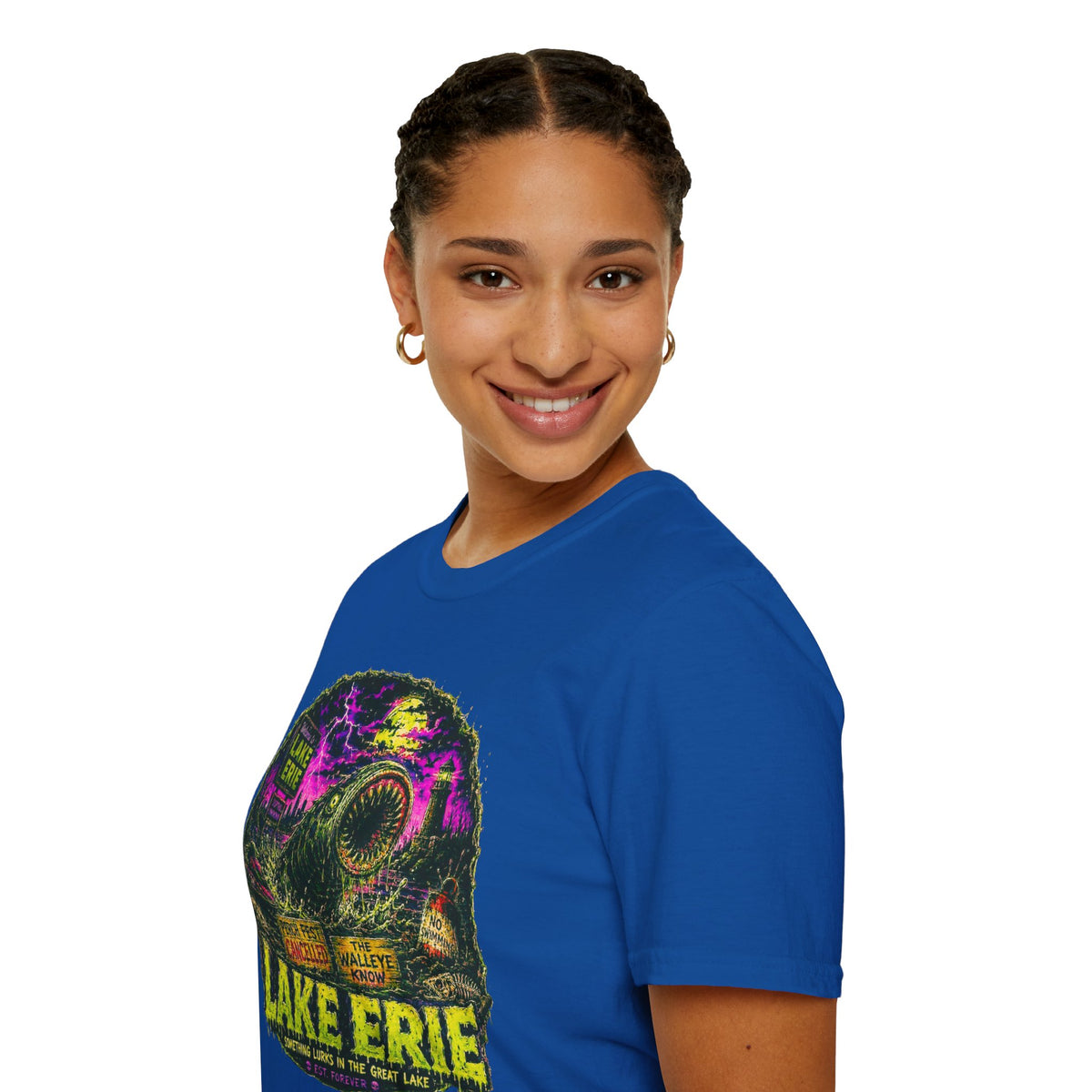 Lake Erie Cryptid Horror Graphic, Midwest Gothic Monster Apparel, Walleye Know Retro Tourism Design, Analog Horror Streetwear