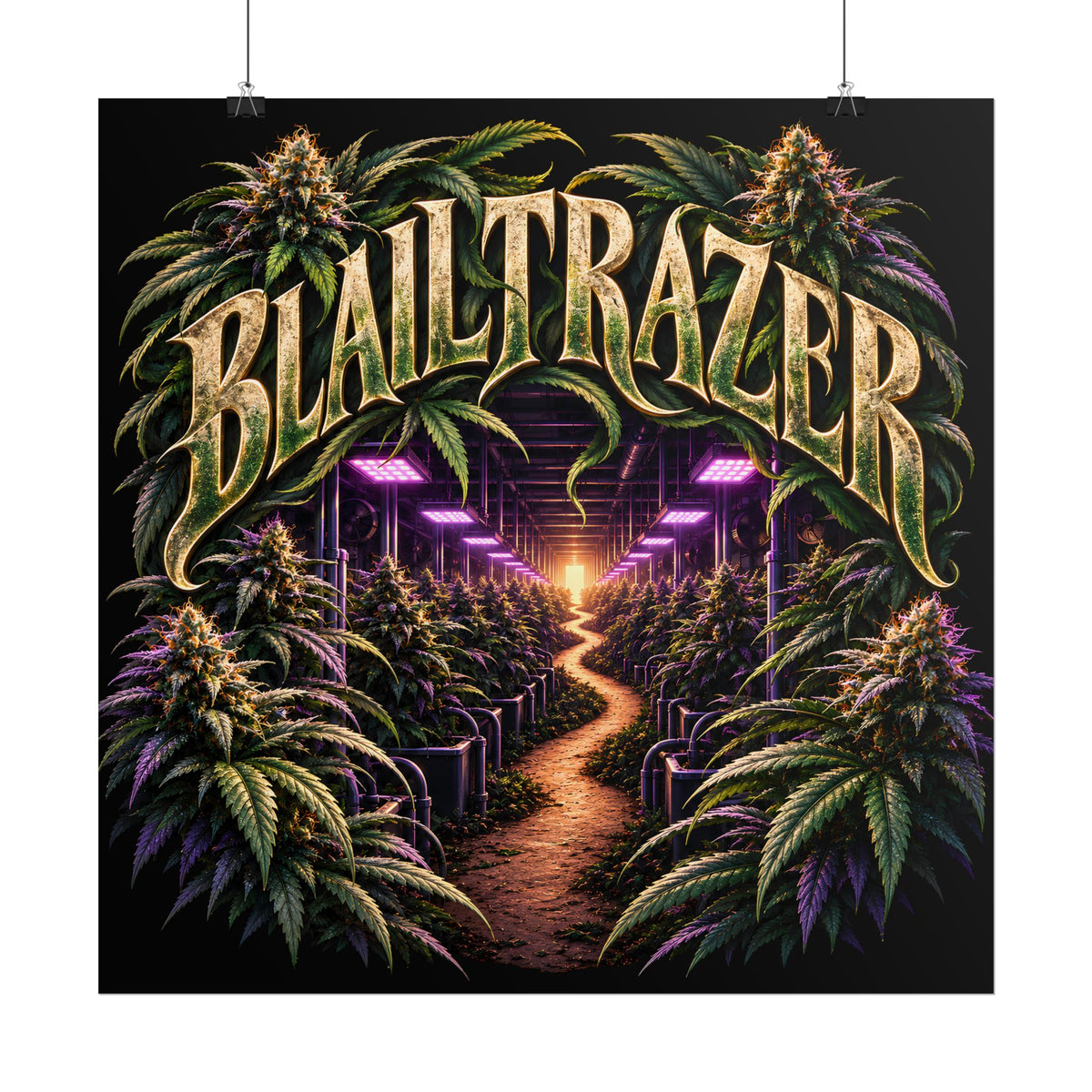 Blailtrazer Cannabis Grow Room Poster, Psychedelic Weed Wall Art, Stoner Decor, 420 Gift, Neon Marijuana Print