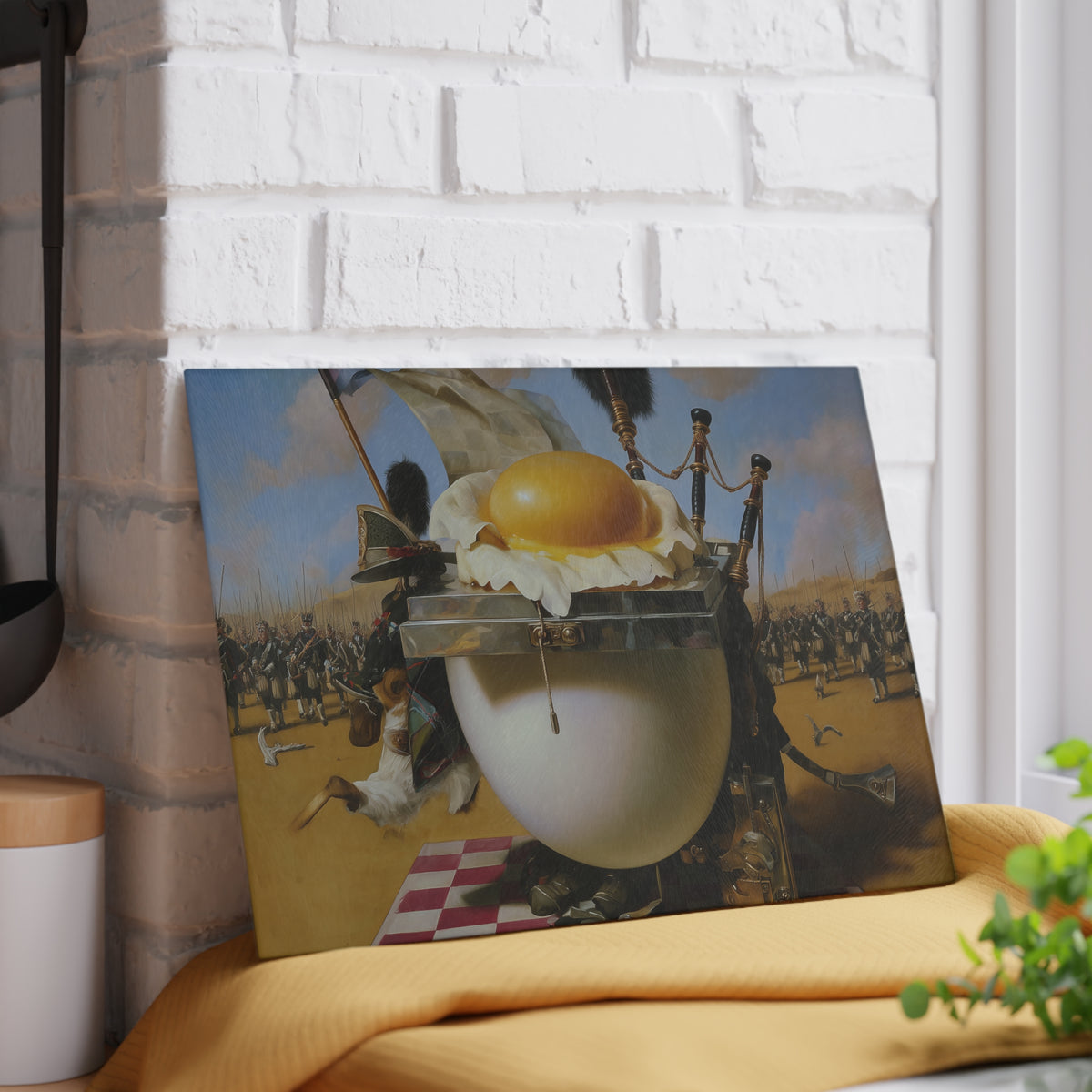 Surreal Egg Glass Cutting Board, Dali Inspired Kitchen Decor, Dreamlike Food Art Board, Unique Gift for Art Lovers