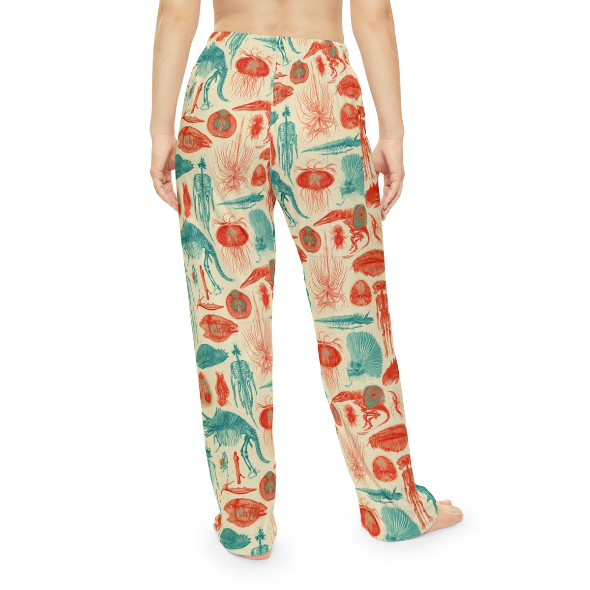 Fantastic Fossils Pajama Pants | Coral Teal Anatomy Illustration