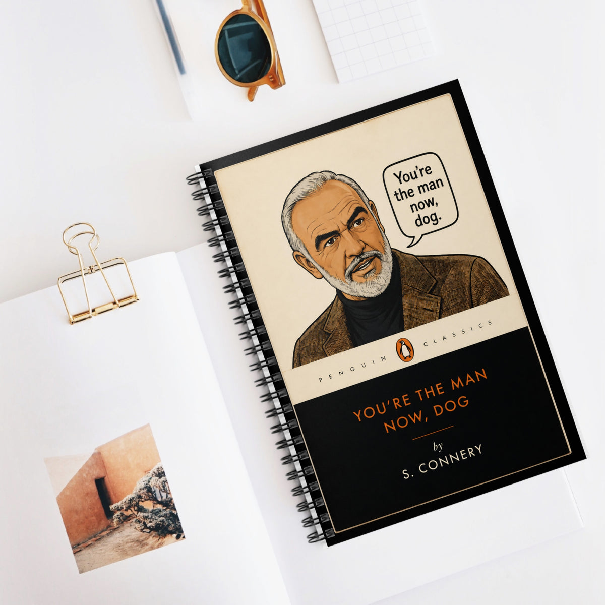 You're The Man Now Dog Notebook | Funny Internet Meme Journal | Penguin Classics Parody Notebook | Retro Comedy Gift | Spiral Bound Journal
