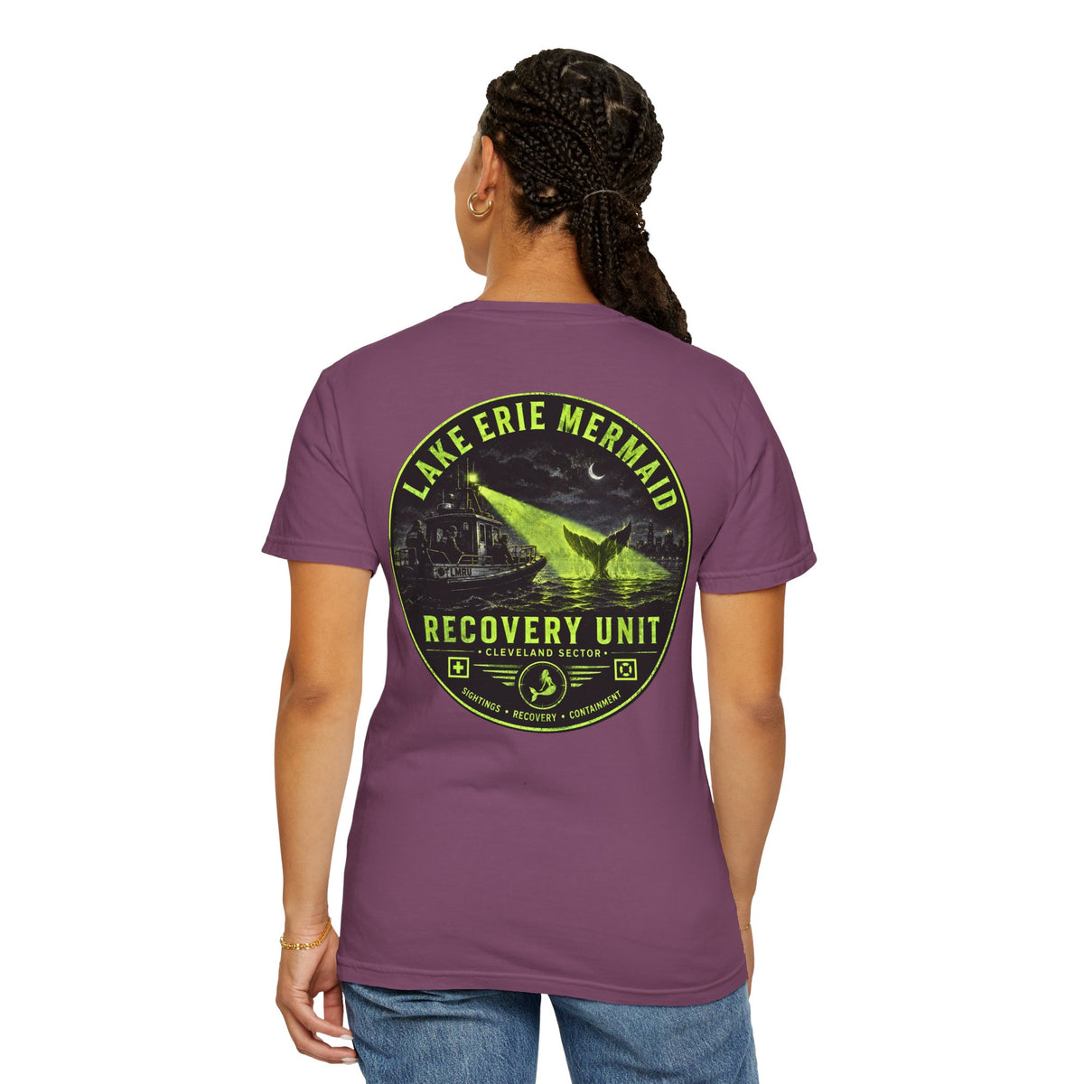 Lake Erie Mermaid Recovery Unit Shirt, Midwest Cryptid Tee, Great Lakes Monster Shirt, Neon Horror Graphic Tee, Cleveland Ohio Cryptid Gift