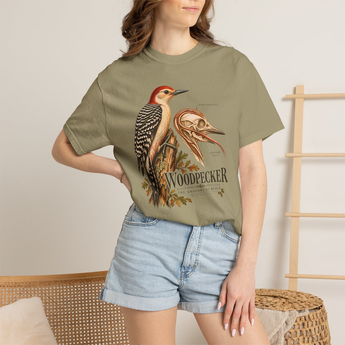 Woodpecker Anatomy Shirt, Vintage Bird Graphic Tee, Red Bellied Woodpecker, Ornithology Gift, Wildlife Science T-Shirt, Comfort Colors