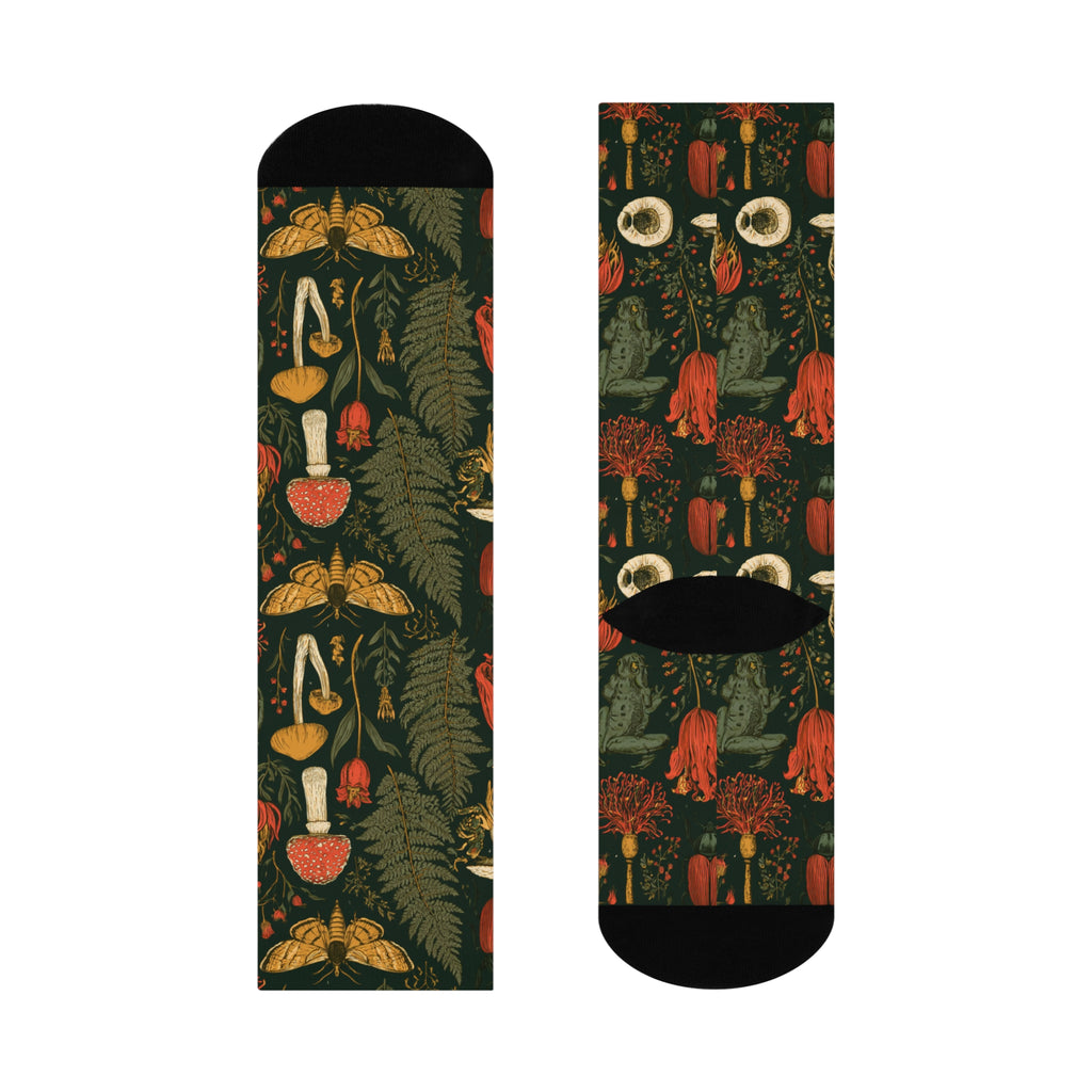 Cabinet of Curiosities Crew Socks | Fern Moth Mushroom Print