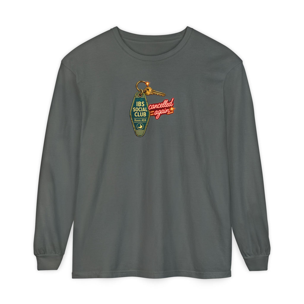 IBS Social Club Long Sleeve Shirt, Funny IBS Tee, Cancelled Again Shirt, Irritable Bowel Syndrome Gift, Retro Motel Graphic Tee