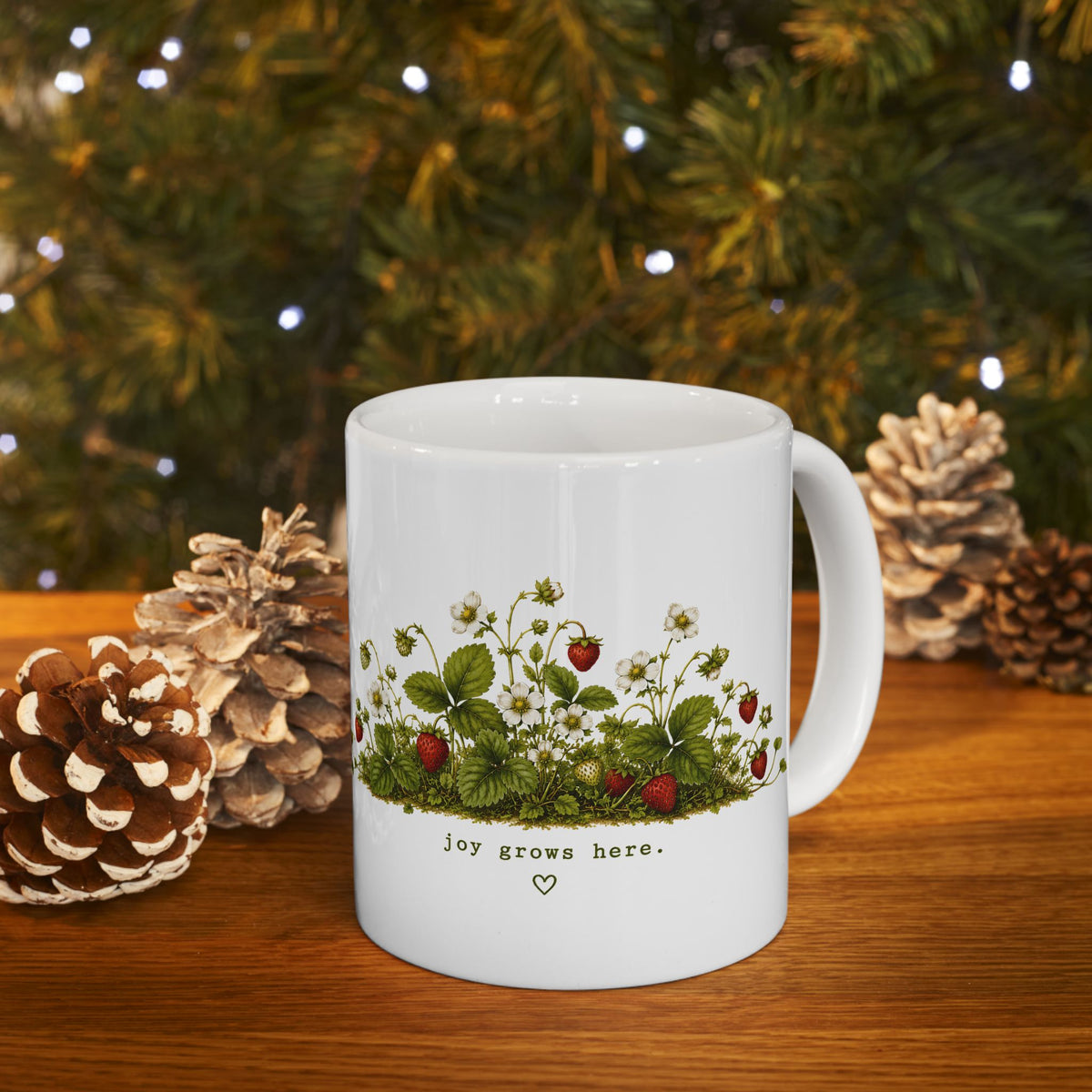 Wild Strawberry Botanical Mug | Vintage Floral Ceramic Mug