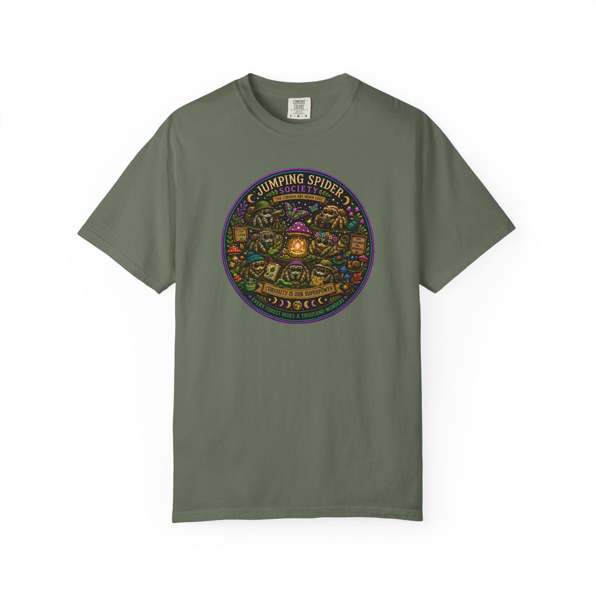 Jumping Spider Society Shirt, Curiosity Is Our Superpower Tee, Cute Spider Shirt, Woodland Nature T-Shirt, Cottagecore Gift, Entomology Art
