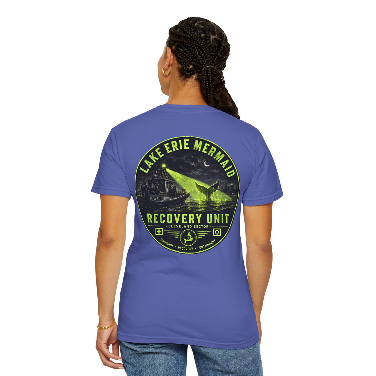 Lake Erie Mermaid Recovery Unit Shirt, Midwest Cryptid Tee, Great Lakes Monster Shirt, Neon Horror Graphic Tee, Cleveland Ohio Cryptid Gift
