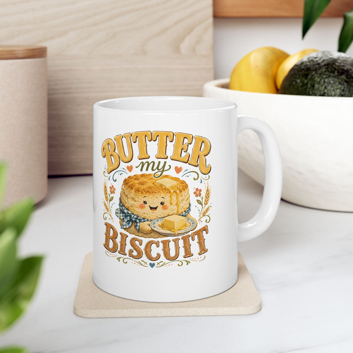 Butter My Biscuit Ceramic Mug | Funny Southern Coffee Mug | Cute Biscuit Gift | 11oz & 15oz