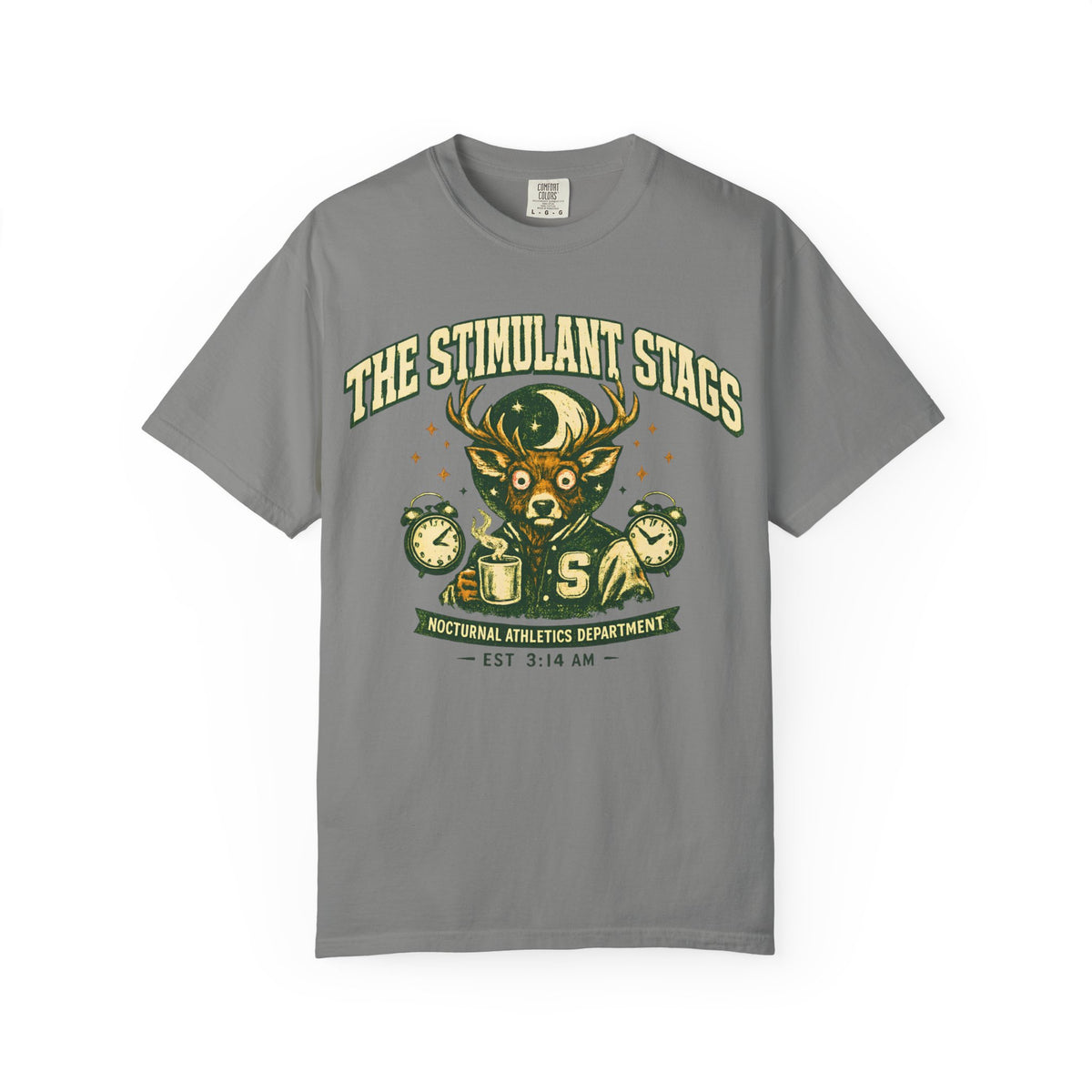 The Stimulant Stags Shirt, Vintage College Graphic Tee, Appalachian Coffee Shirt, Sleep Deprived University Tee, Nocturnal Athletics
