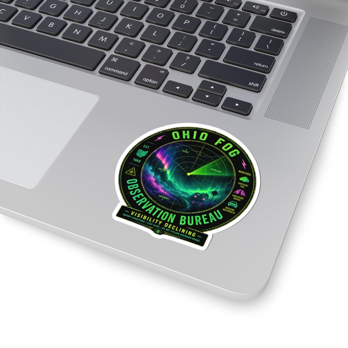 Ohio Fog Observation Bureau Sticker | Radar Aurora Nightscape Kiss-Cut