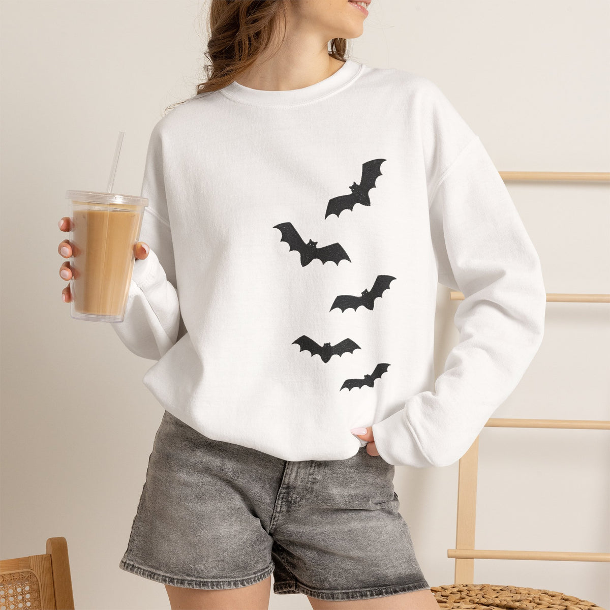 Flying Bats crewneck sweatshirt | Halloween bat silhouette