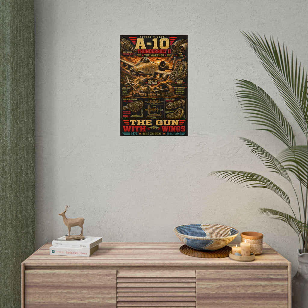 A-10 Warthog Poster, Thunderbolt II Aviation Wall Art, Military Aircraft Print, Fighter Jet Decor, Air Force Pilot Gift, Flight Deck