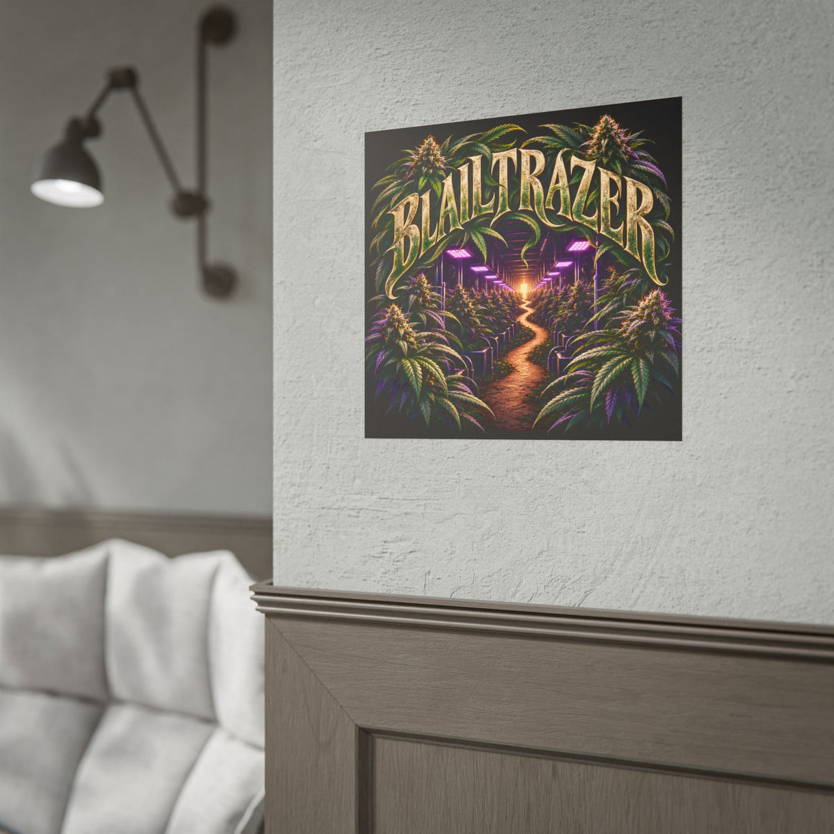 Blailtrazer Cannabis Grow Room Poster, Psychedelic Weed Wall Art, Stoner Decor, 420 Gift, Neon Marijuana Print