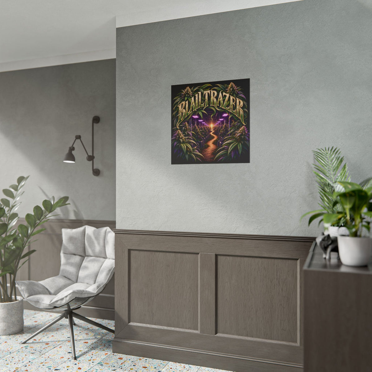 Blailtrazer Cannabis Grow Room Poster, Psychedelic Weed Wall Art, Stoner Decor, 420 Gift, Neon Marijuana Print