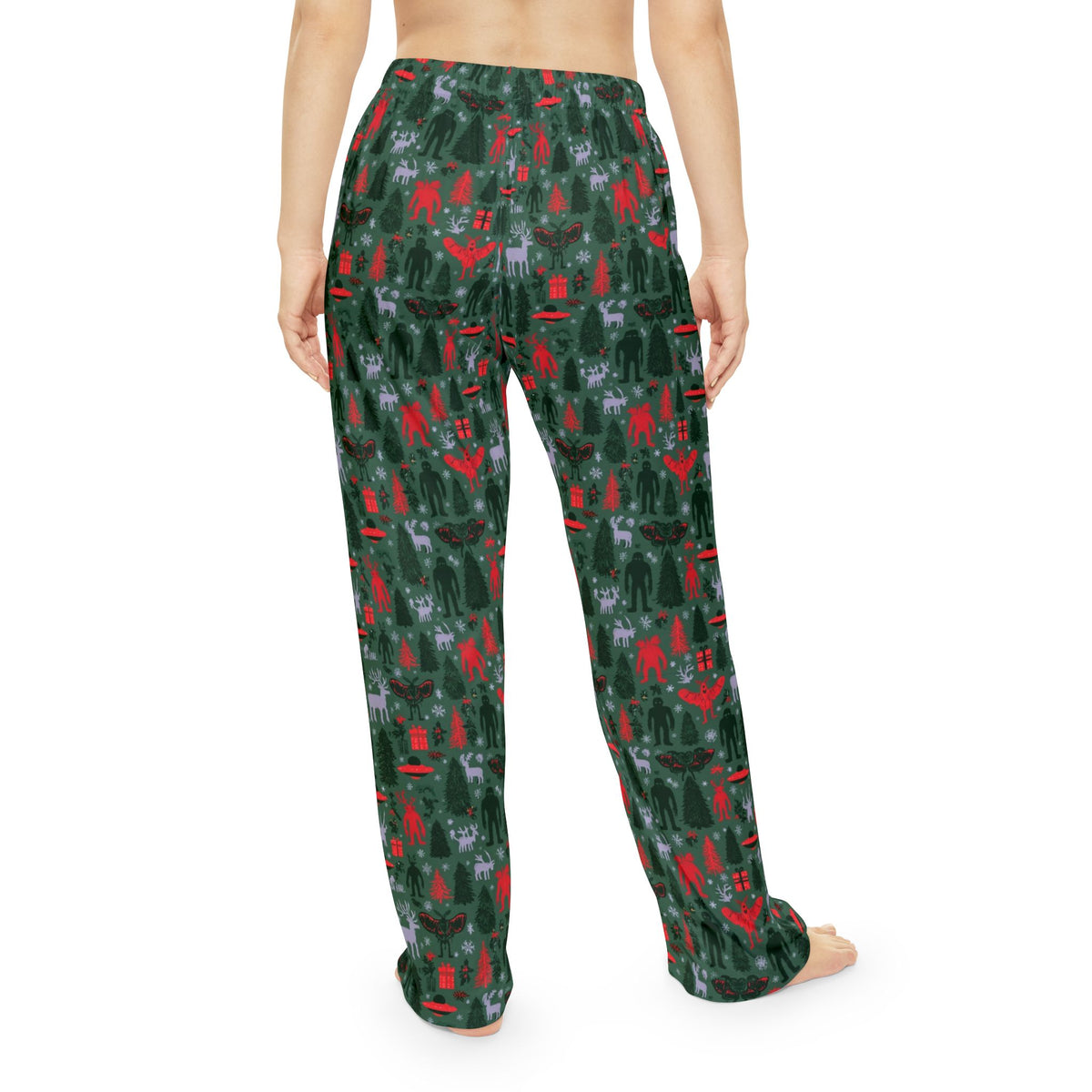 Dark Cryptid Christmas Pajama Pants | Mothman Bigfoot UFO
