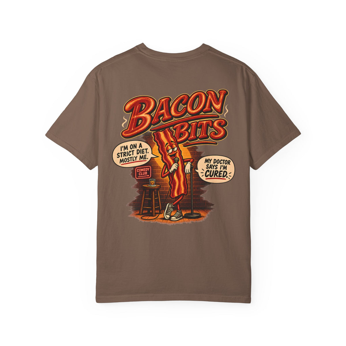 Bacon Bits Funny Bacon Shirt, Stand Up Comedy Graphic Tee, Food Pun T-Shirt, Retro Bacon Joke Shirt