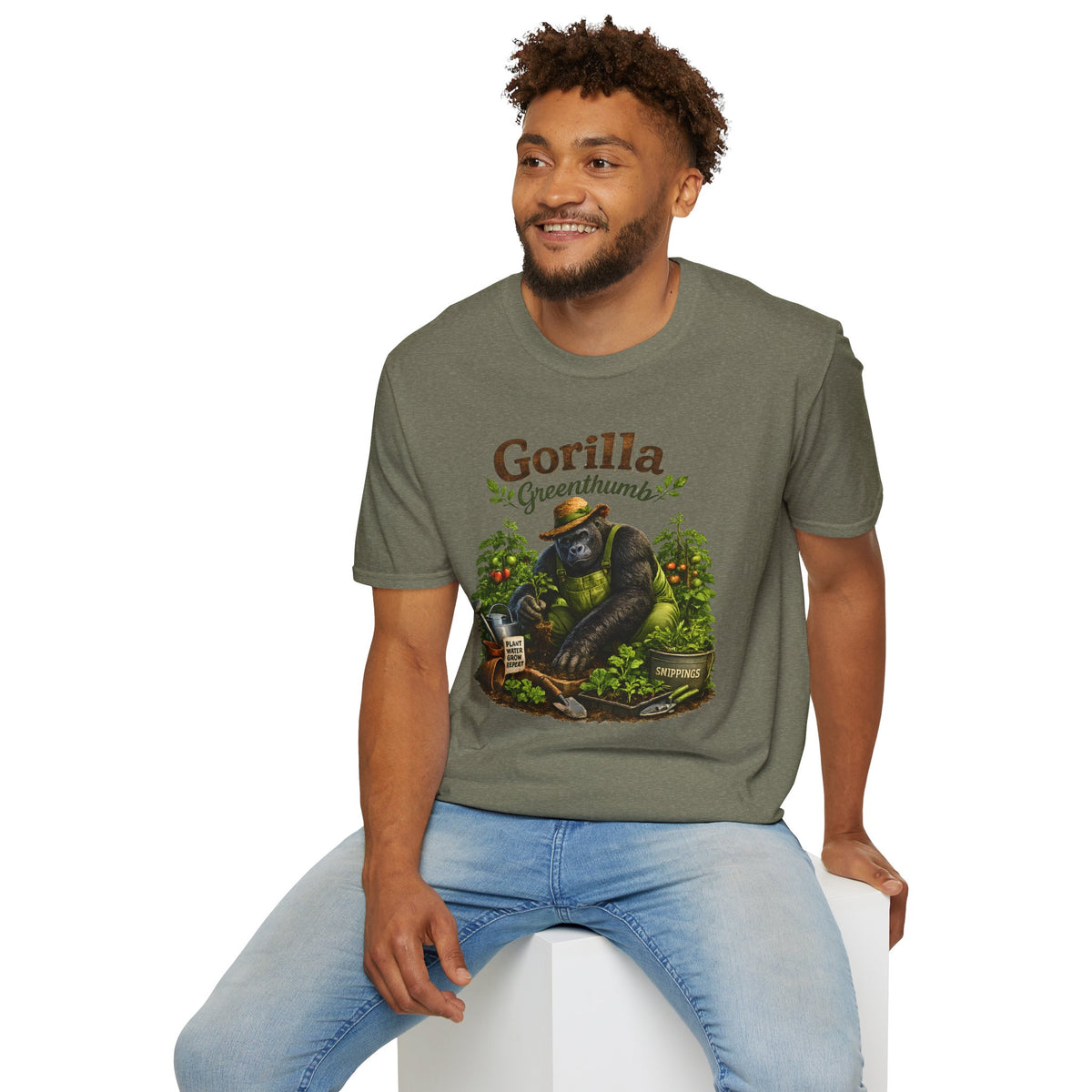 Gorilla Gardening Shirt, Funny Plant Lover Tee, Garden Humor T-Shirt, Botanical Graphic Tee, Gift for Gardeners, Unisex Softstyle Shirt