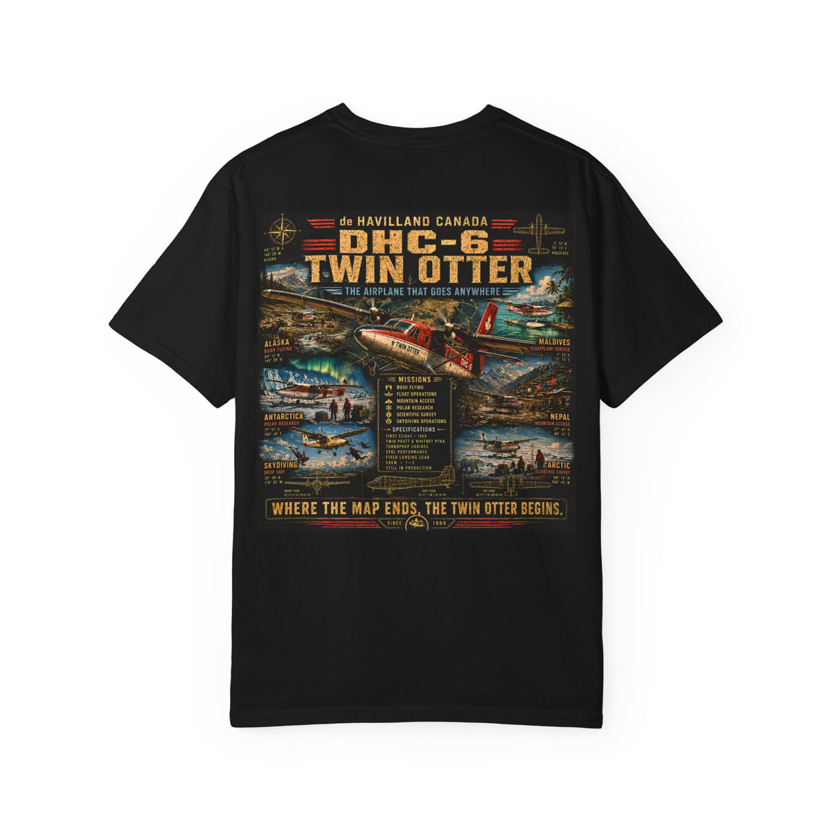 DHC-6 Twin Otter Shirt, Bush Plane Tee, STOL Aviation Shirt, Floatplane Pilot Gift, de Havilland Canada, Alaska Flying, Comfort Colors 1717