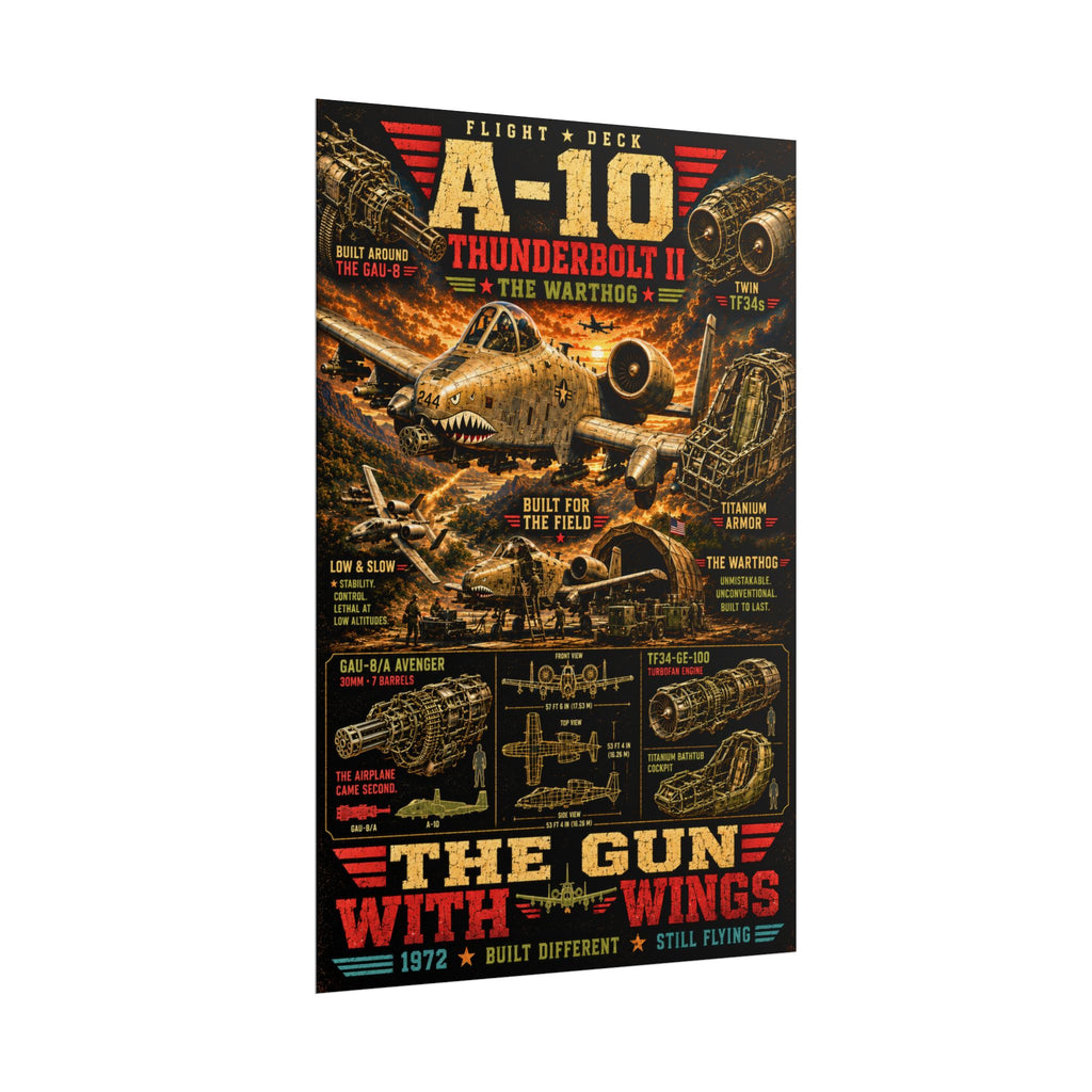 A-10 Warthog Poster, Thunderbolt II Aviation Wall Art, Military Aircraft Print, Fighter Jet Decor, Air Force Pilot Gift, Flight Deck