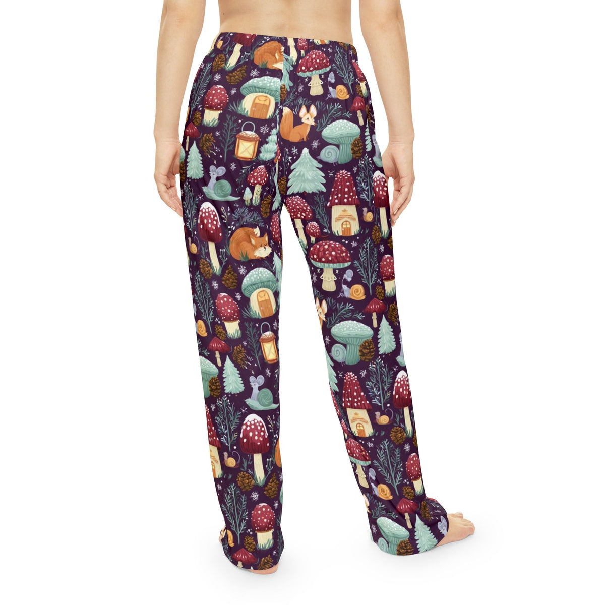Enchanted Mushroom Christmas Pajama Pants | Forest Village Print