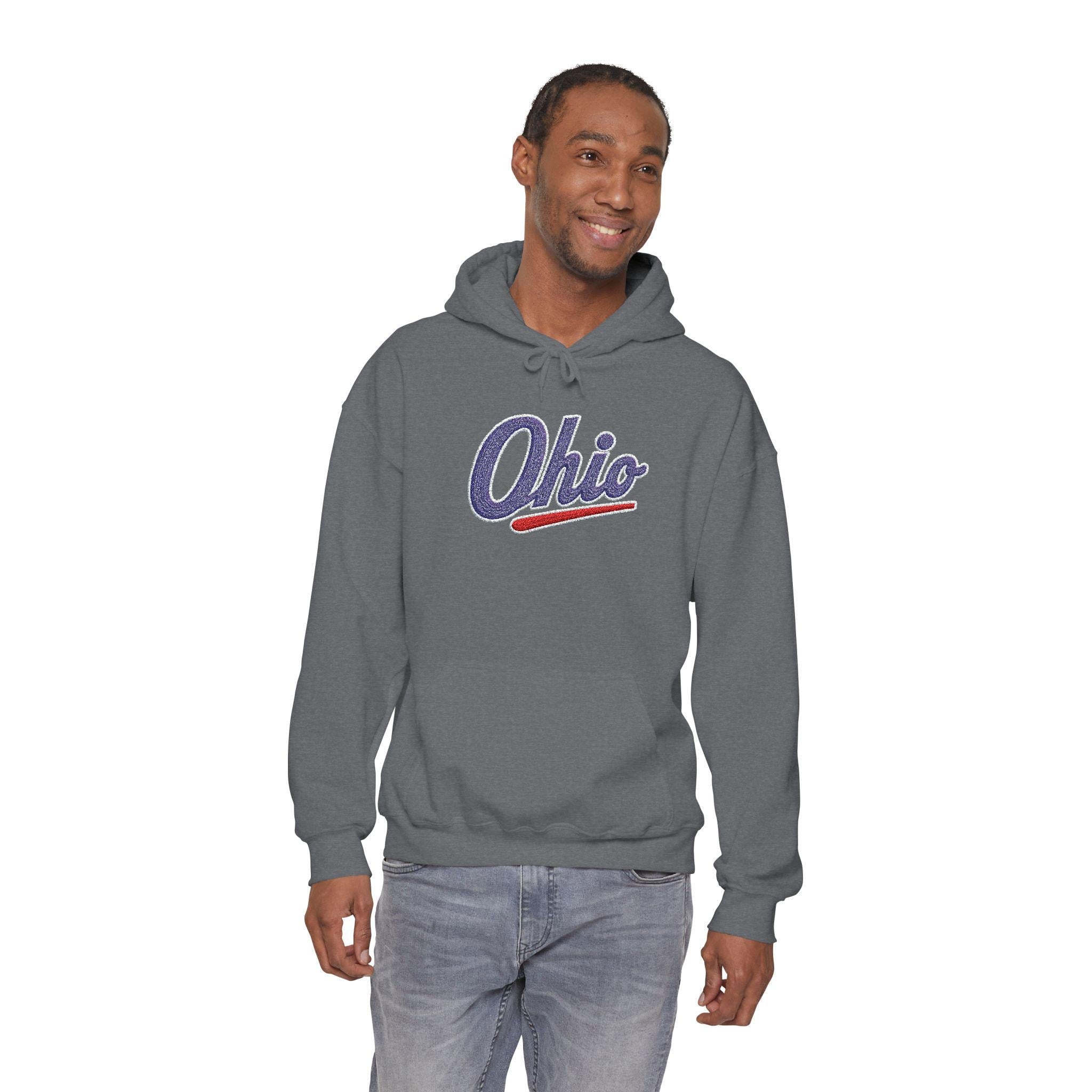 Embroidered Ohio Hoodie | Vintage Script Sweatshirt, Unisex Pullover