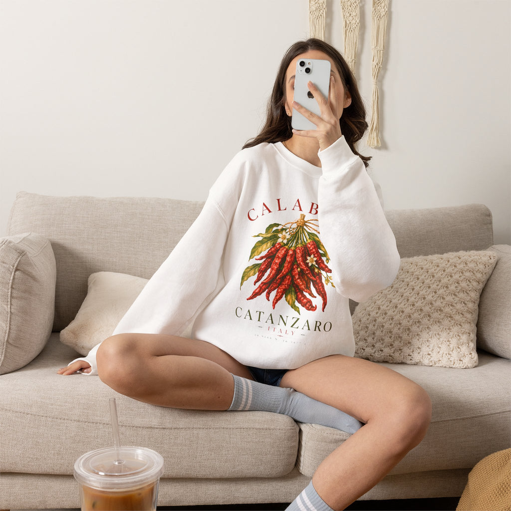 Calabria Catanzaro Sweatshirt, Vintage Italian Chili Pepper Crewneck, Italian Heritage Sweatshirt, Calabria Gift, Cozy Unisex Pullover