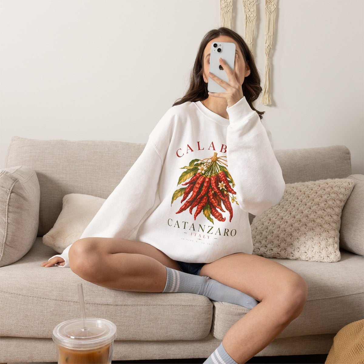 Calabria Catanzaro Sweatshirt, Vintage Italian Chili Pepper Crewneck, Italian Heritage Sweatshirt, Calabria Gift, Cozy Unisex Pullover