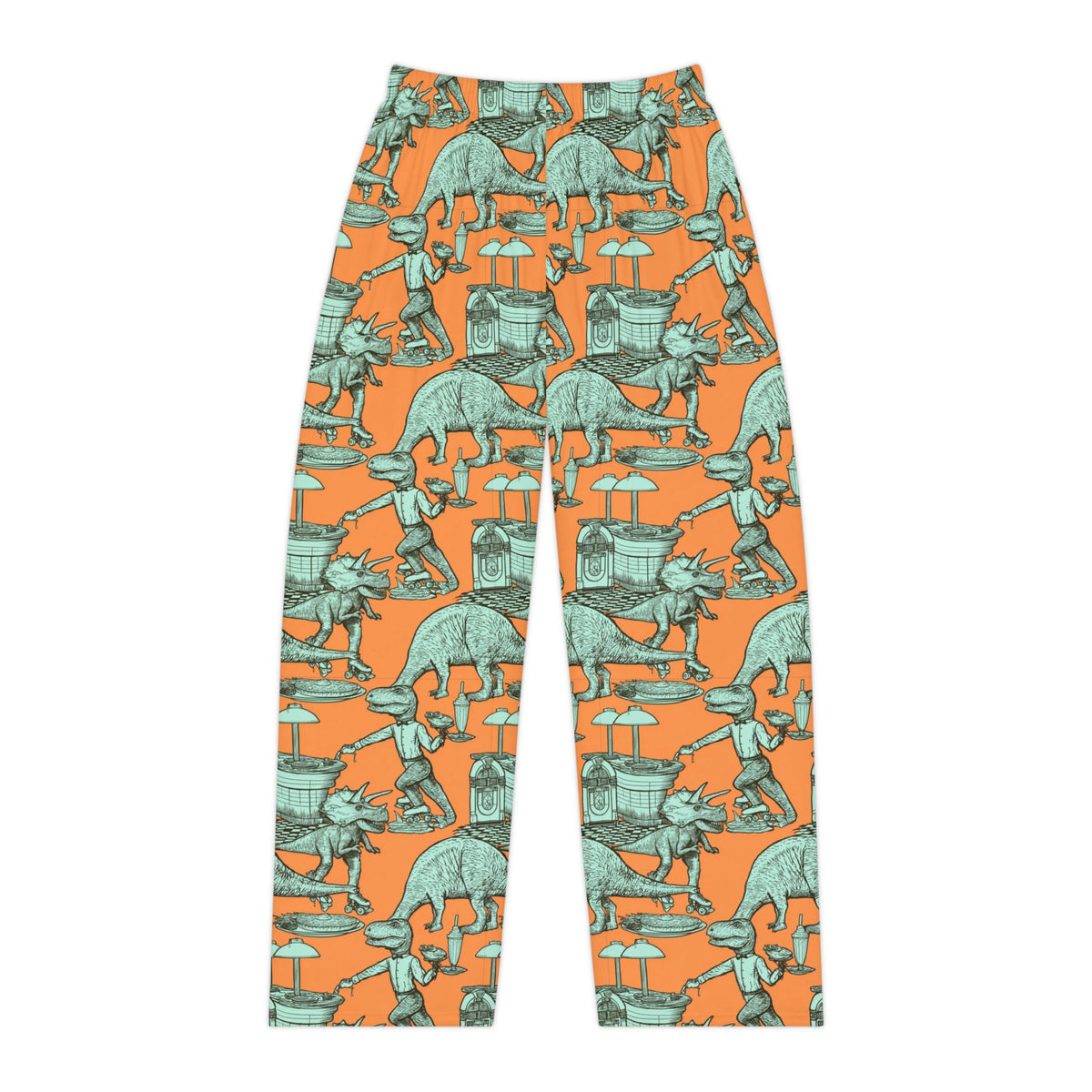 Skating Dinosaur Pajama Pants | Retro Roller Skate Diner