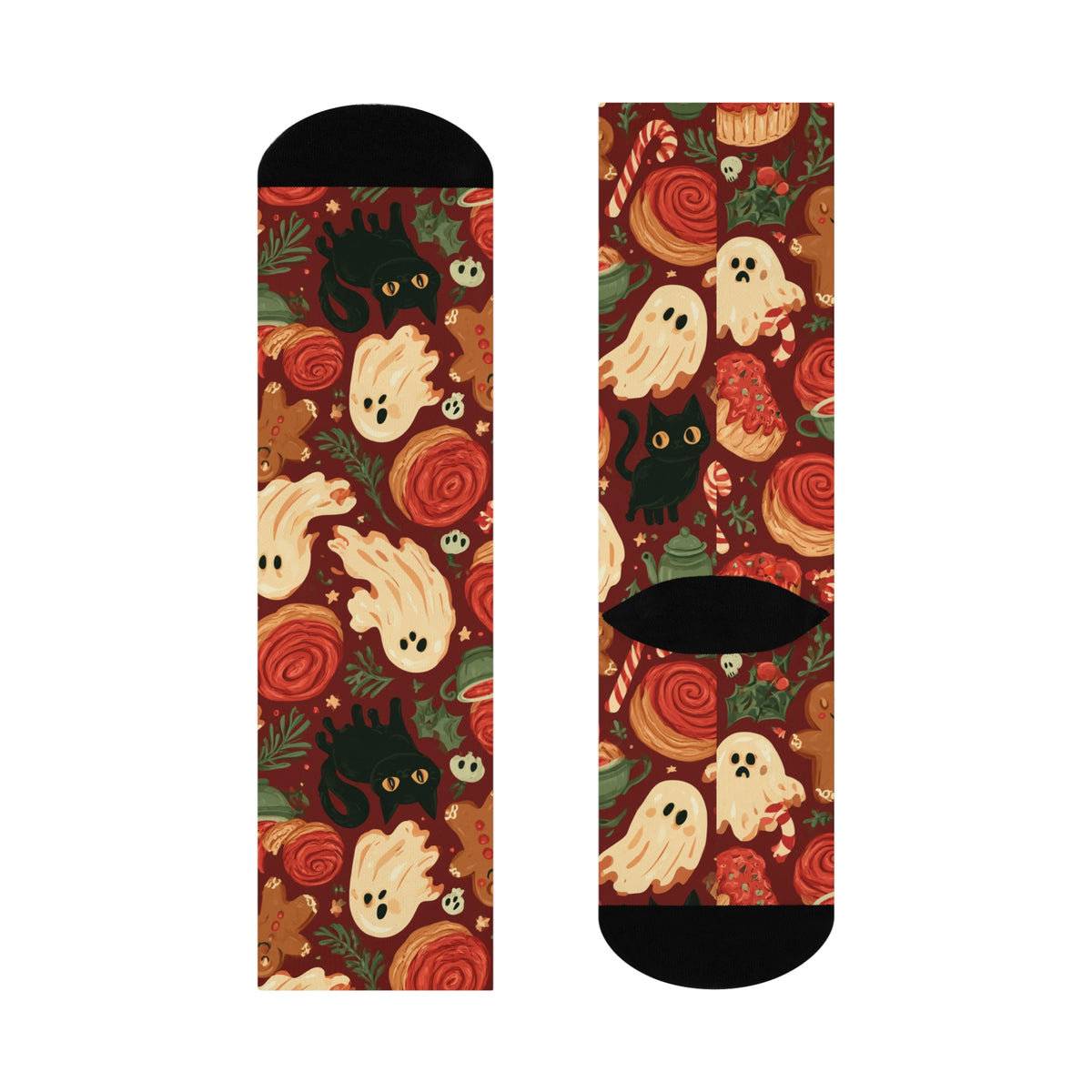 Haunted Christmas Bakery Crew Socks | Ghosts Cats & Pastries
