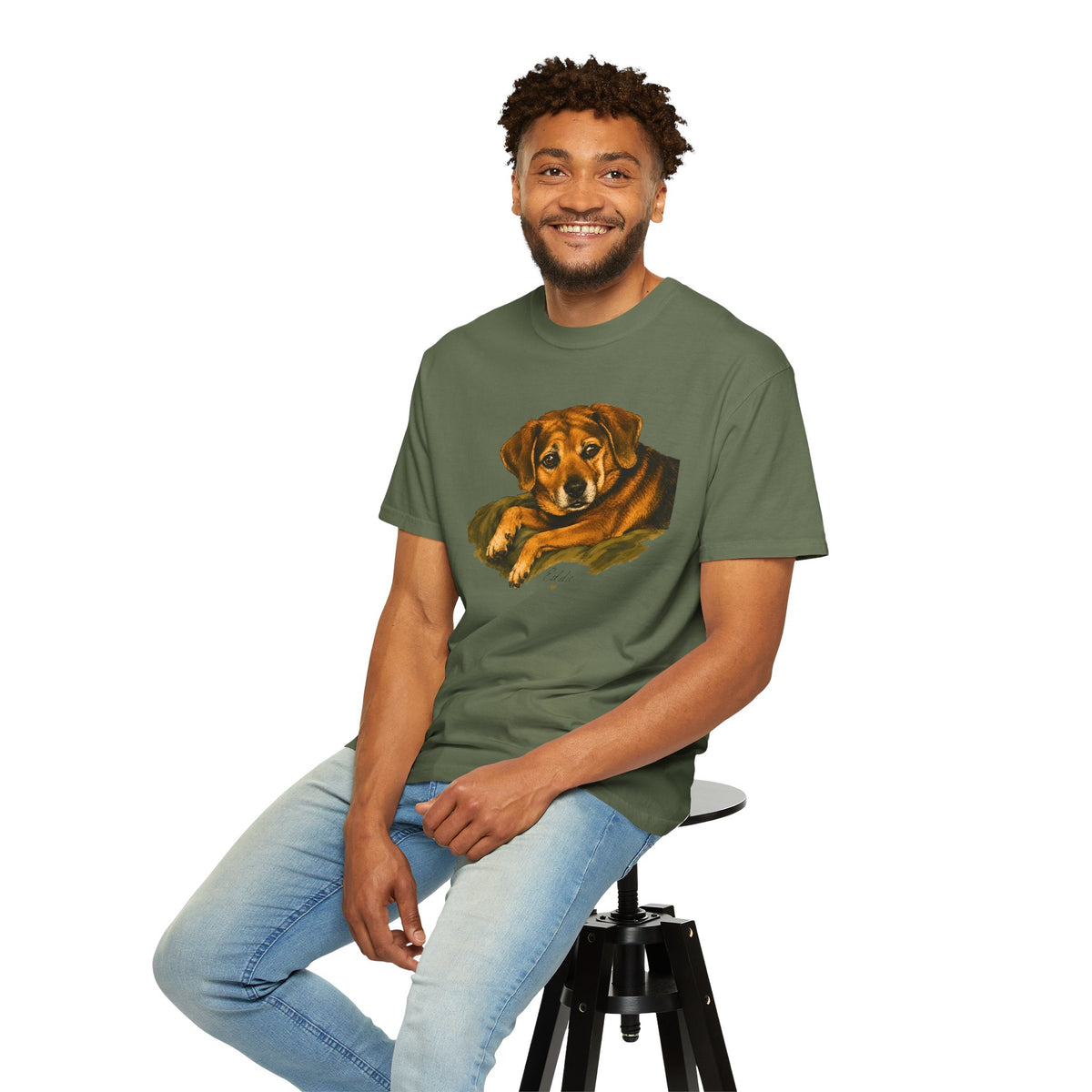 Eddie Vintage Dog Portrait Shirt | Cozy Hand Painted Pet Graphic Tee | Gift for Dog Lovers