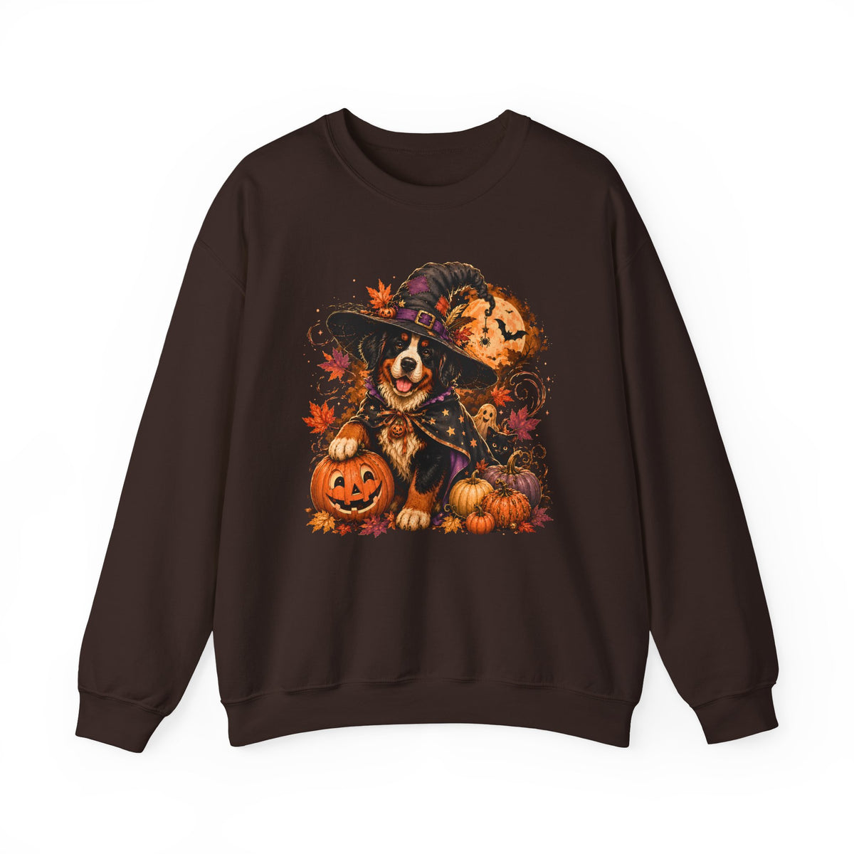 Halloween Witch Dog Sweatshirt | Pumpkin, Jack-o'-Lanterns, Autumn Leaves