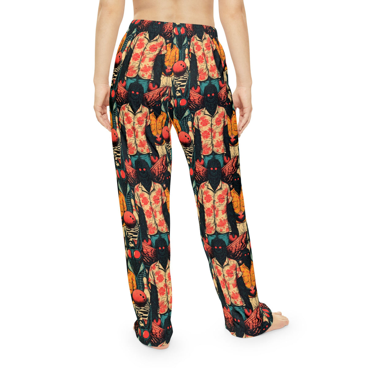 Cryptid Bowling Pajama Pants | Mothman Bigfoot Retro Print