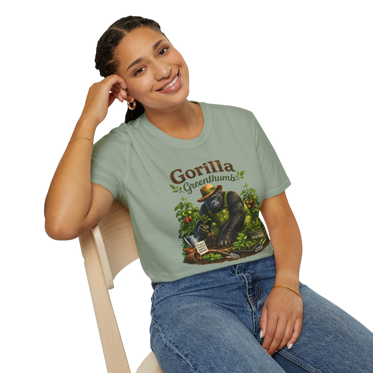 Gorilla Gardening Shirt, Funny Plant Lover Tee, Garden Humor T-Shirt, Botanical Graphic Tee, Gift for Gardeners, Unisex Softstyle Shirt