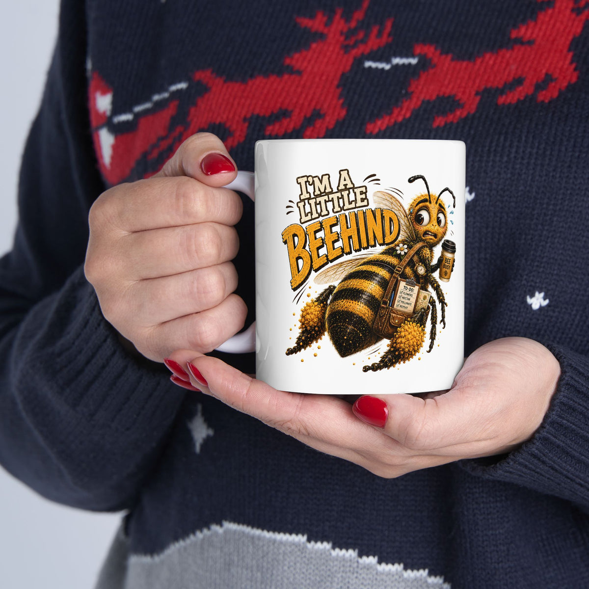 I'm a Little Beehind Ceramic Mug | Funny Bee Coffee Mug | Cute Bee Lover Gift | 11oz & 15oz