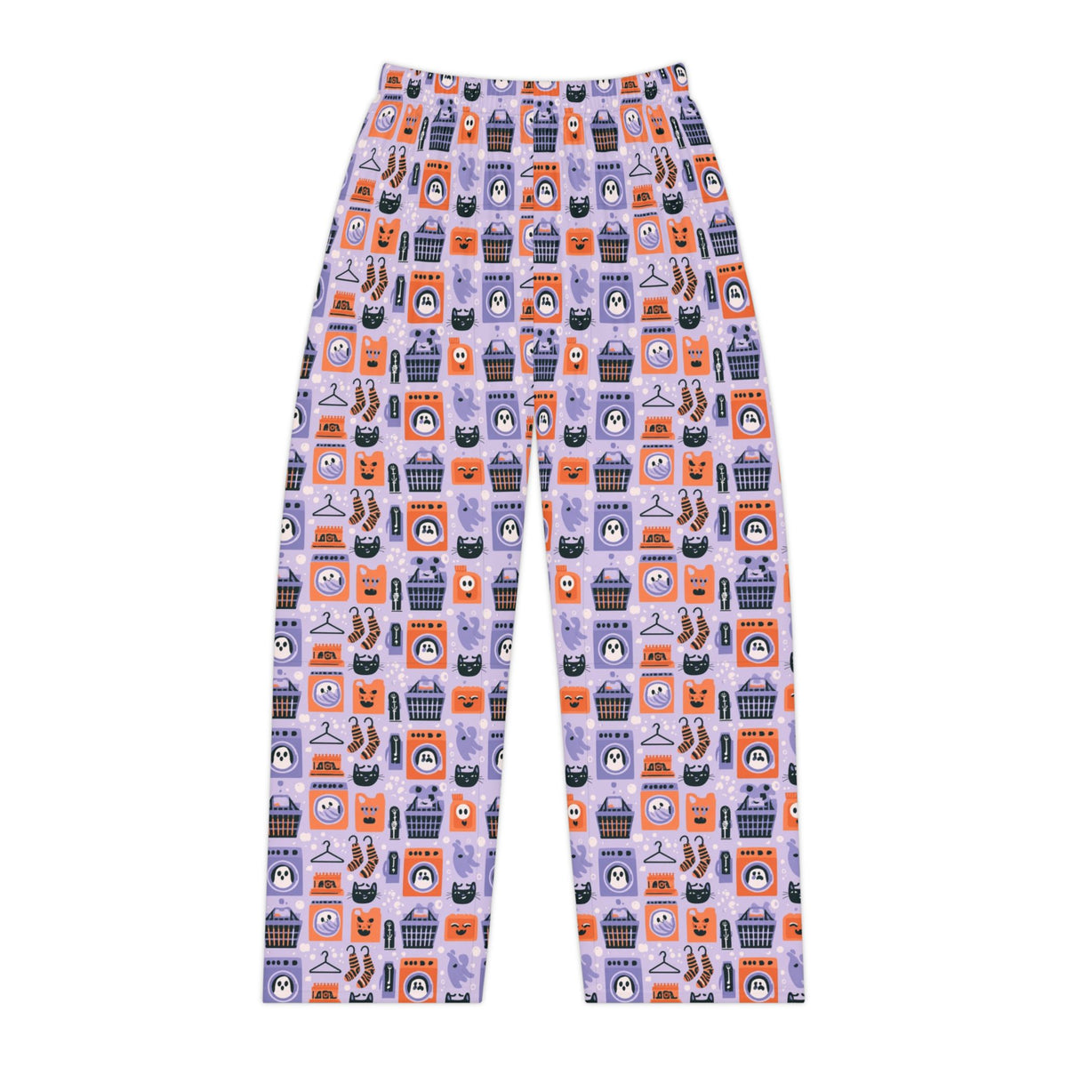 Haunted Laundromat Pajama Pants | Lavender Ghost & Cat Print