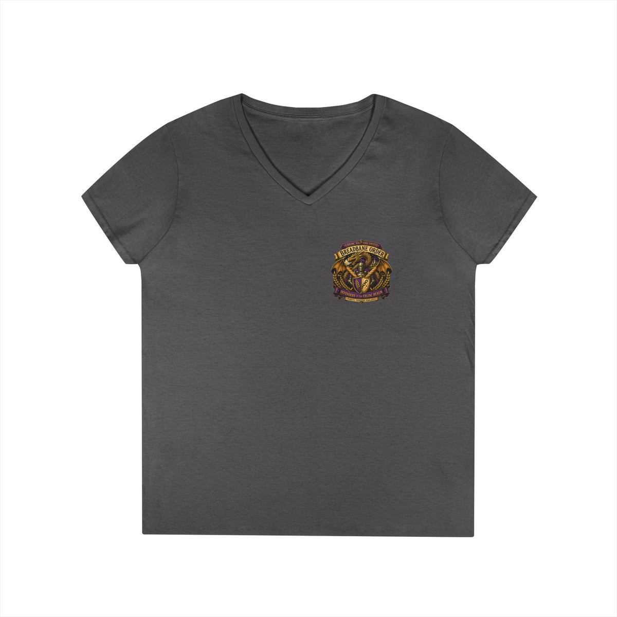 Breadbane Order crest V-Neck T-Shirt | Dragon crest, fantasy guild emblem
